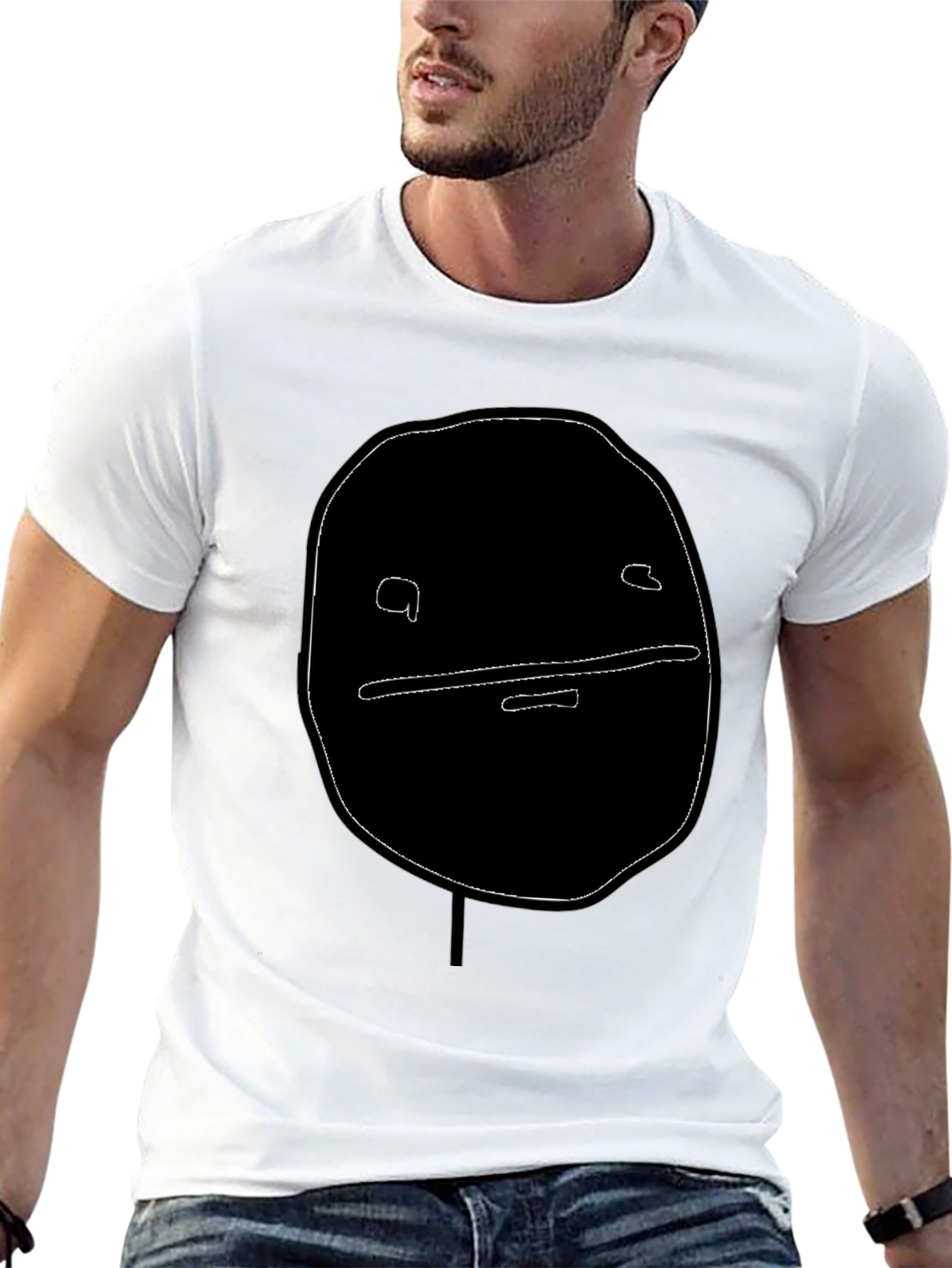 Abstract Face Graphic Black T-Shirt