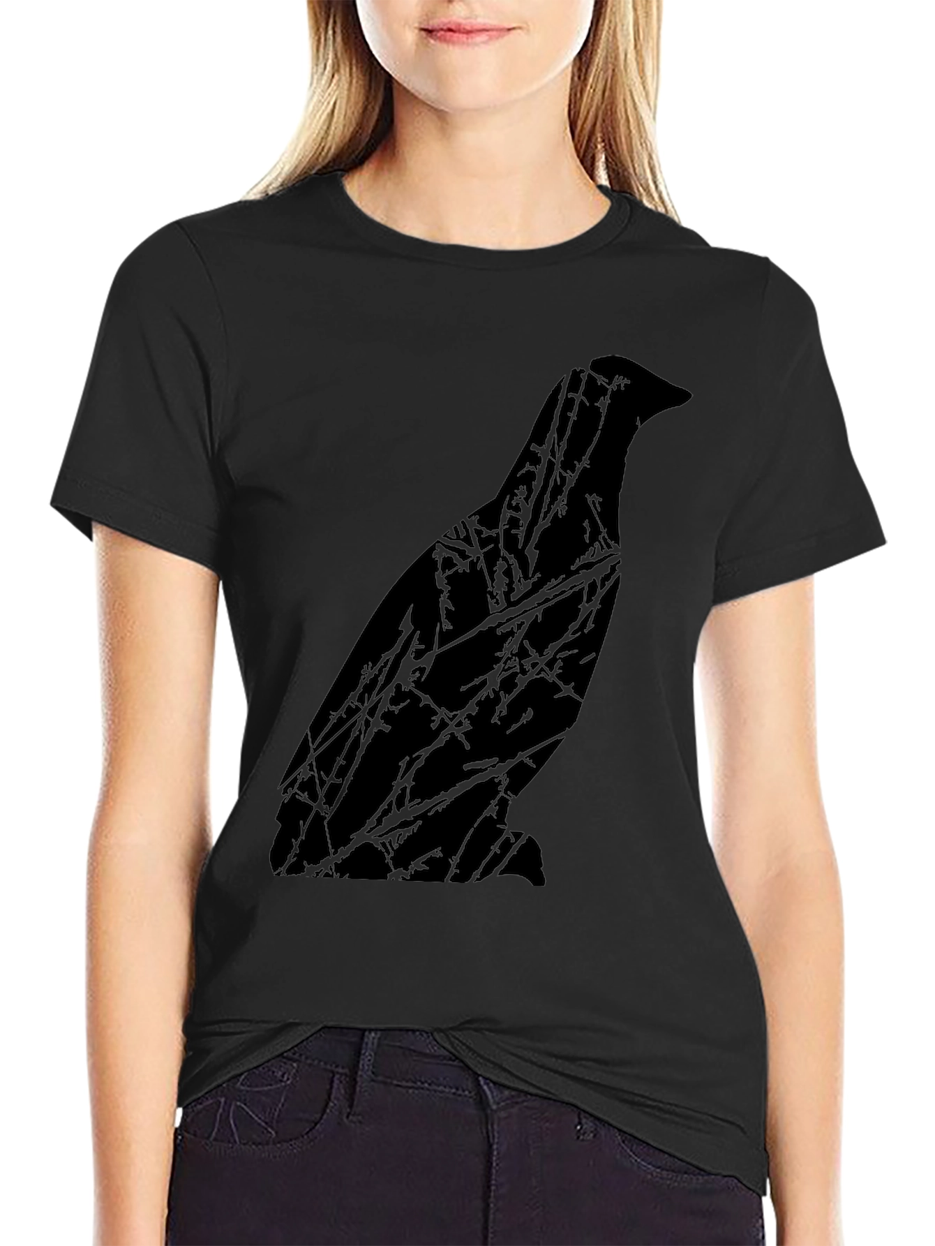 Raven Silhouette Graphic Tee - Mens Black T-Shirt