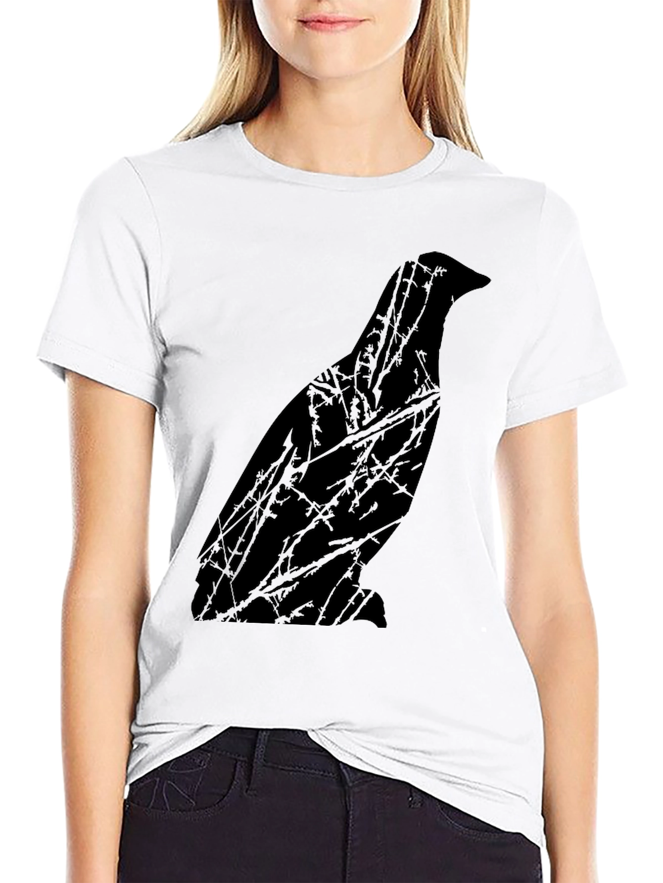 Raven Silhouette Graphic Tee - Mens Black T-Shirt
