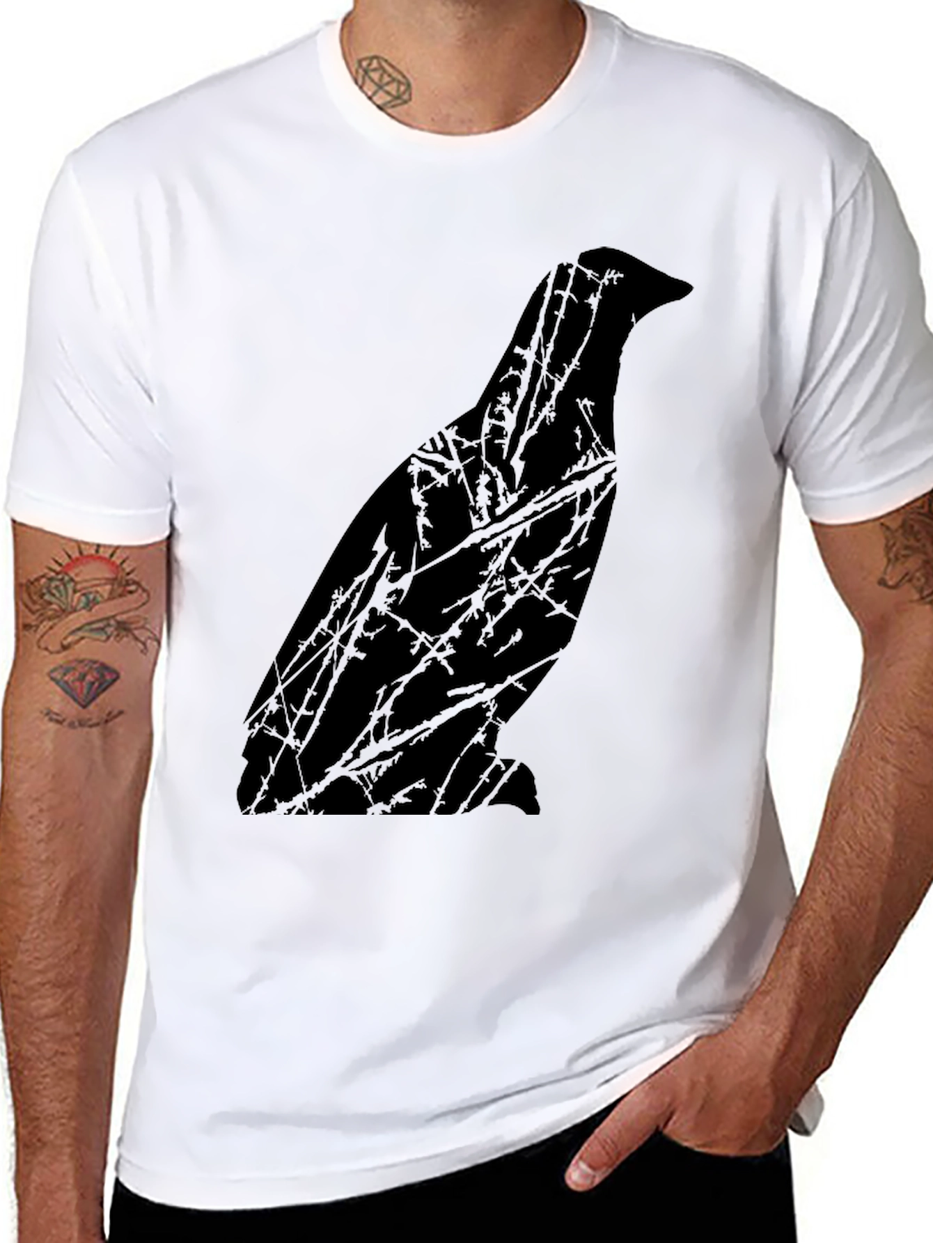 Raven Silhouette Graphic Tee - Mens Black T-Shirt