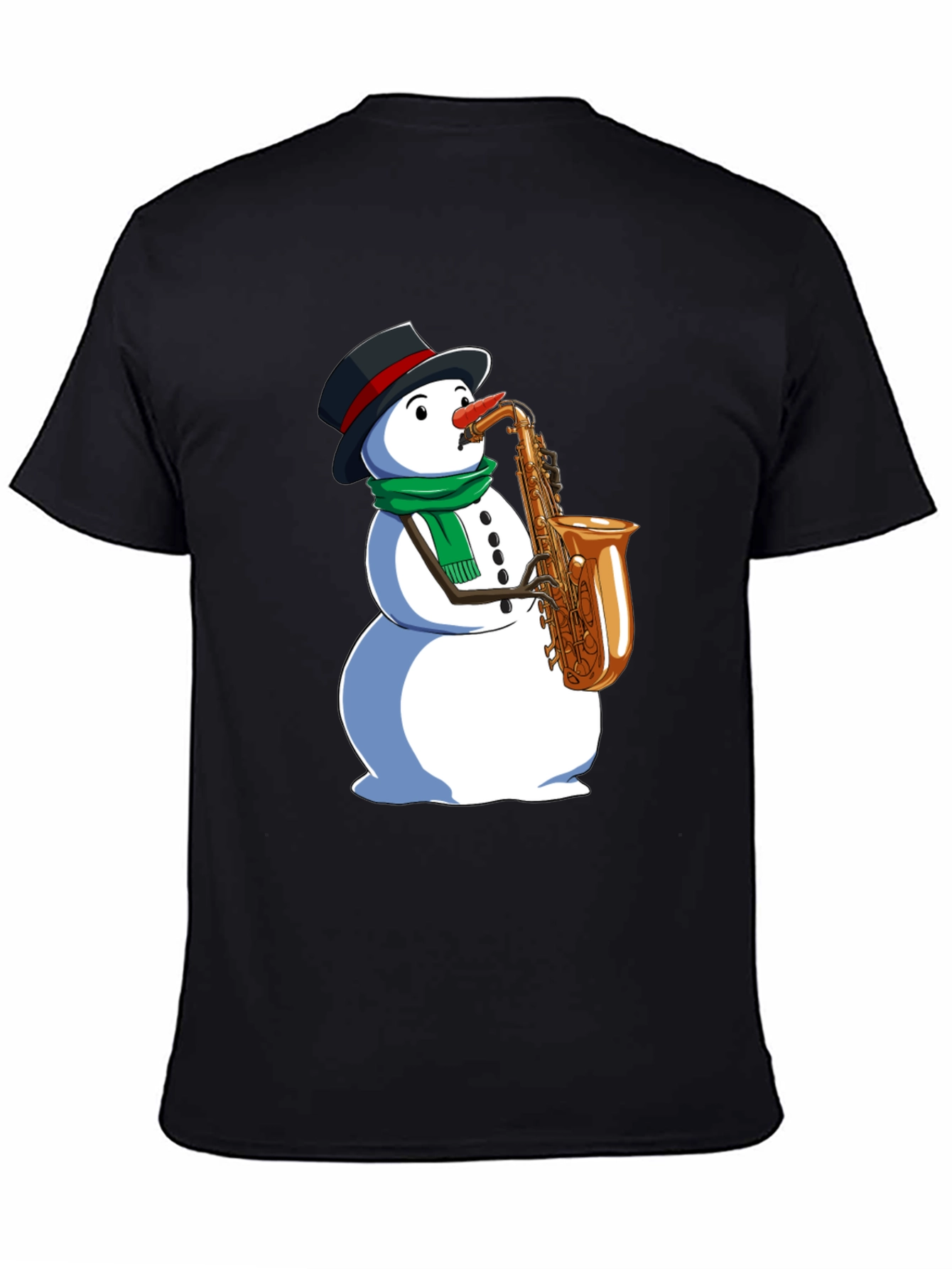 Snowman Saxophone Graphic Tee - Holiday Style