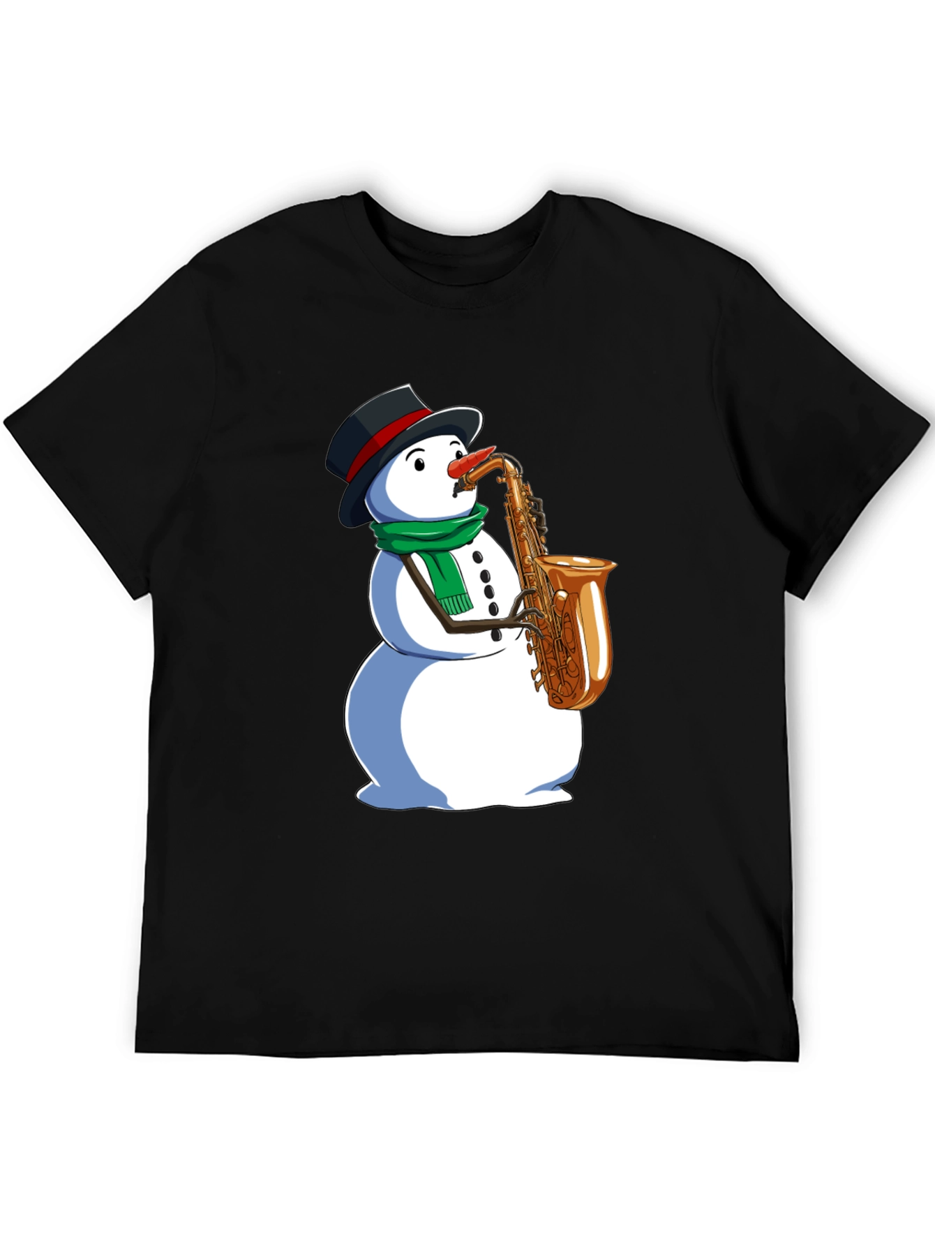 Snowman Saxophone Graphic Tee - Holiday Style