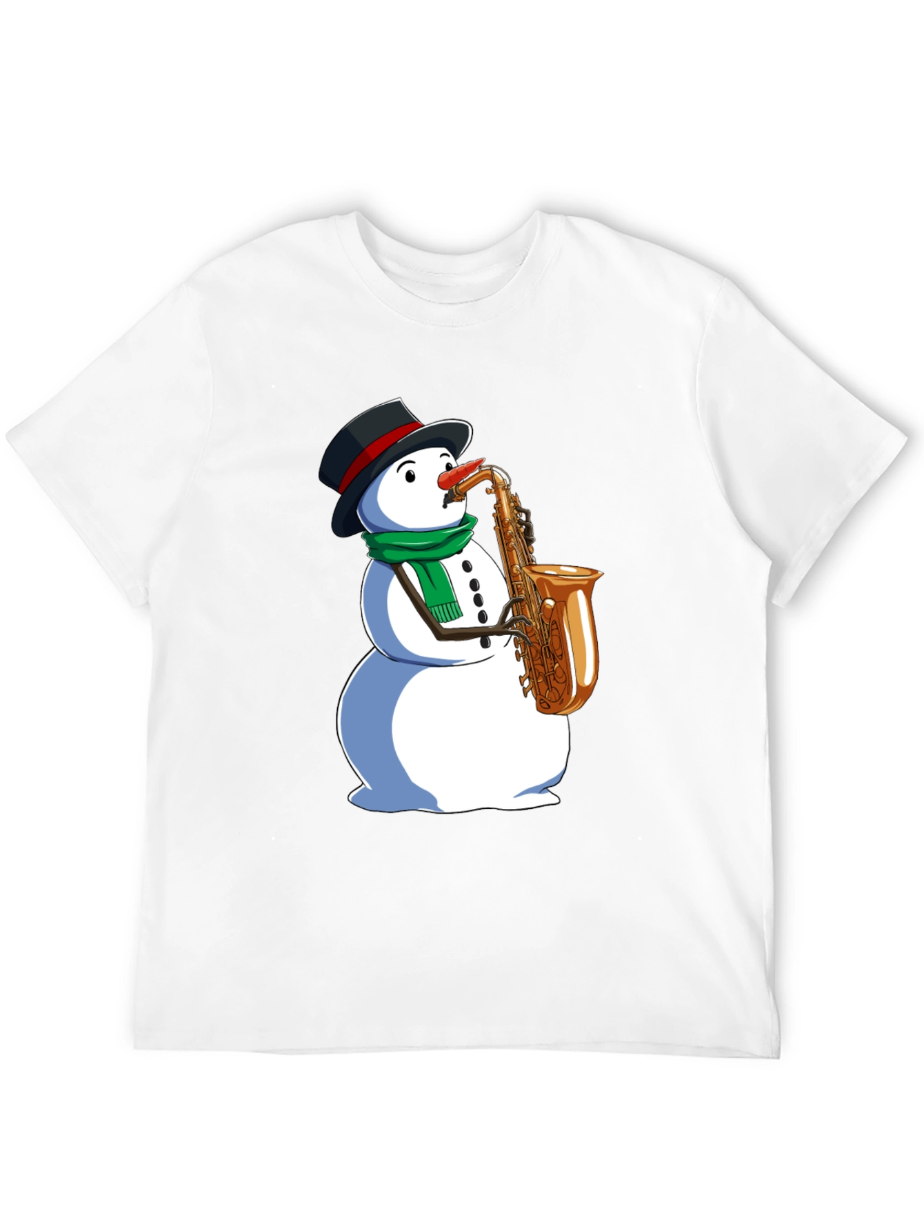 Snowman Saxophone Graphic Tee - Holiday Style