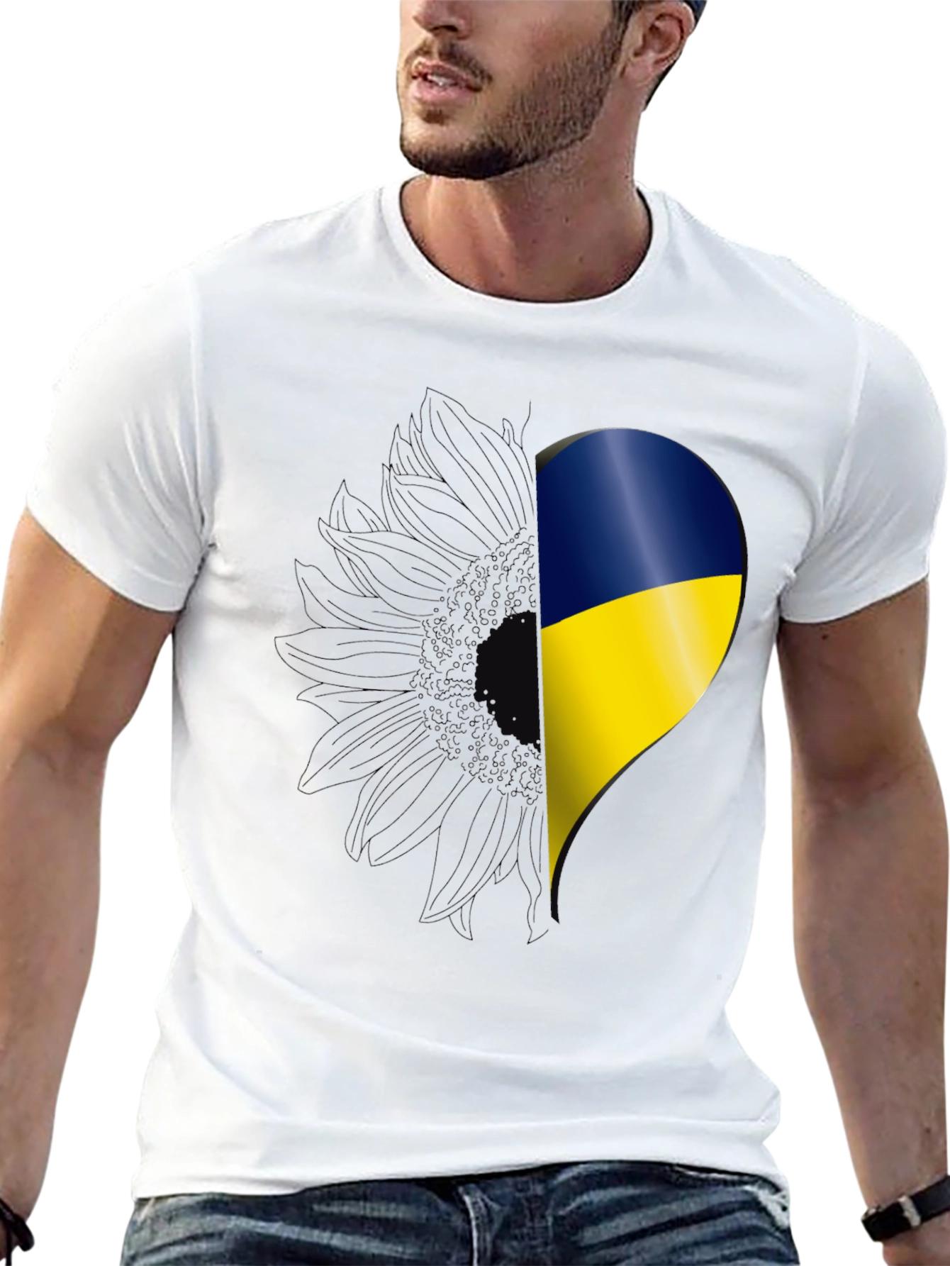 Ukraine Flag Sunflower Heart T-Shirt