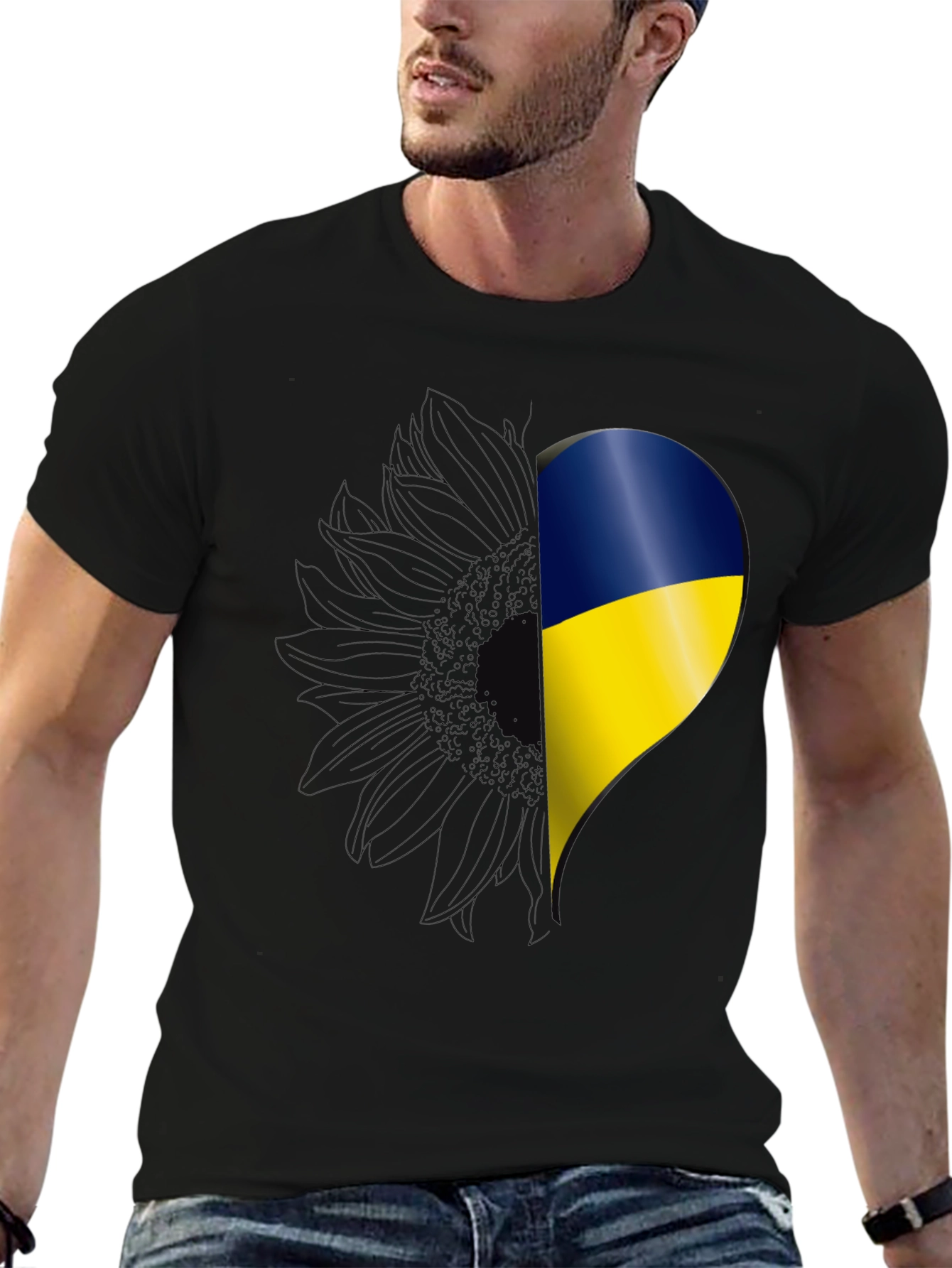 Ukraine Flag Sunflower Heart T-Shirt