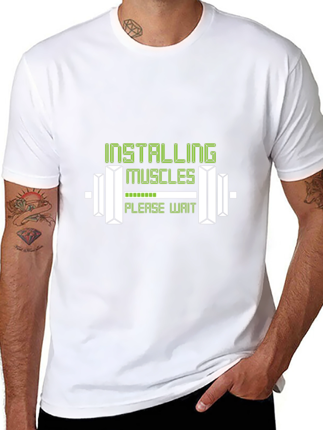 Installing Muscles Graphic Tee - Gym Humor