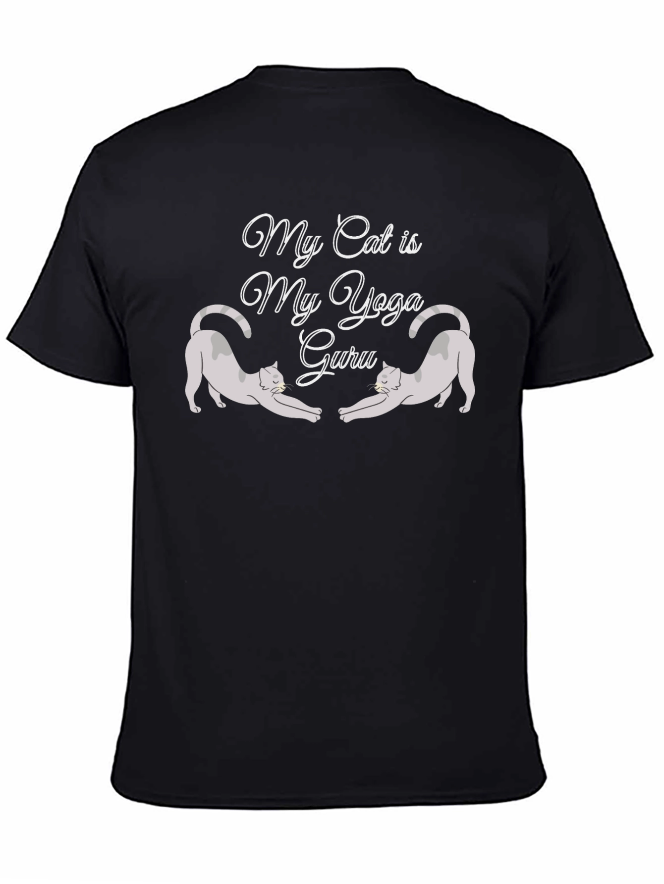 My Cat is My Yoga Guru Black T-Shirt