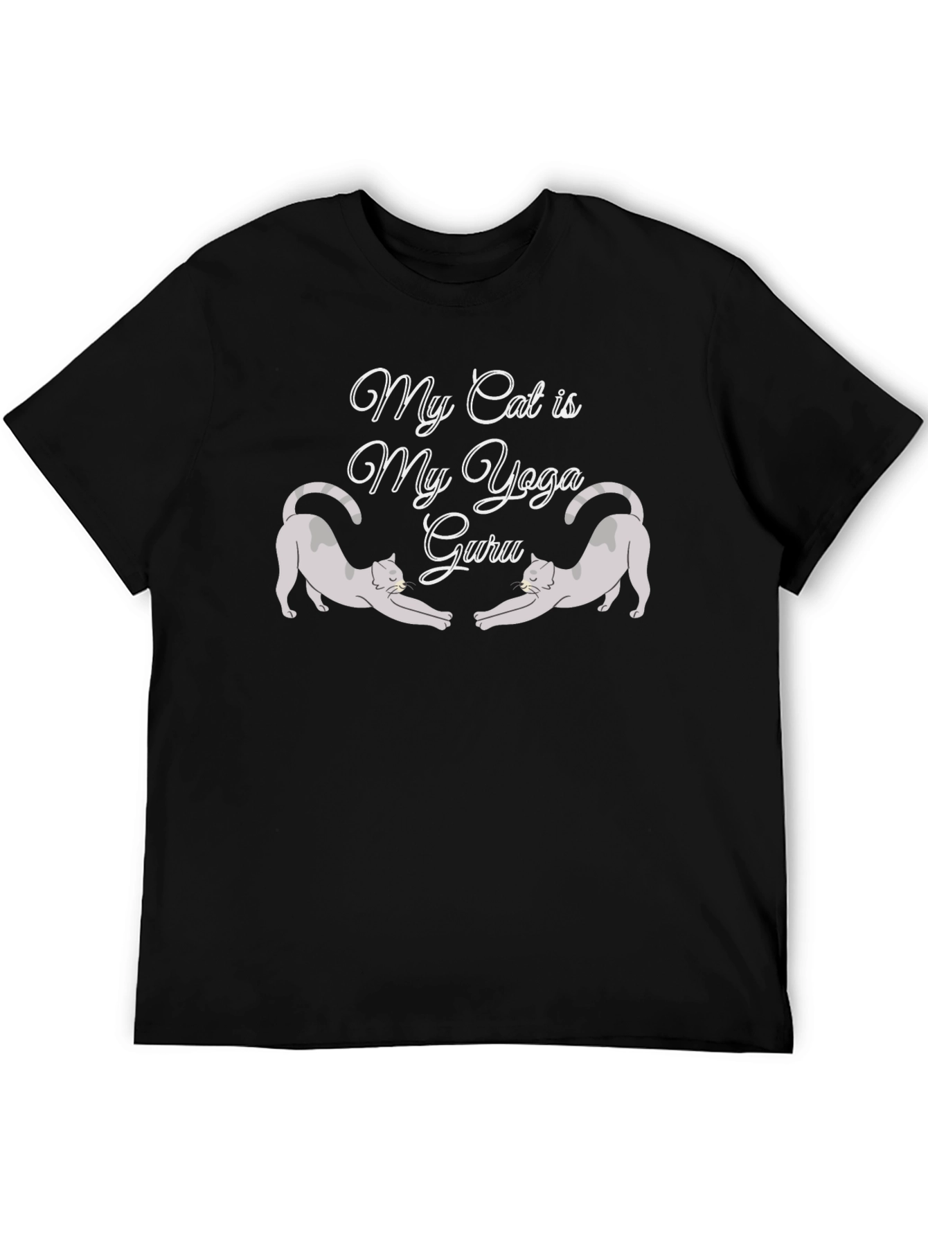 My Cat is My Yoga Guru Black T-Shirt
