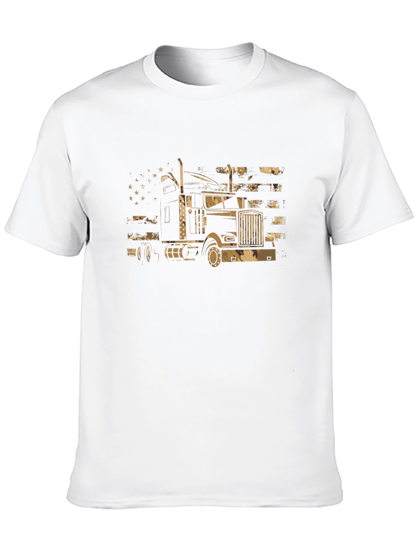 Trucker T-Shirt - American Flag Truck Graphic Tee
