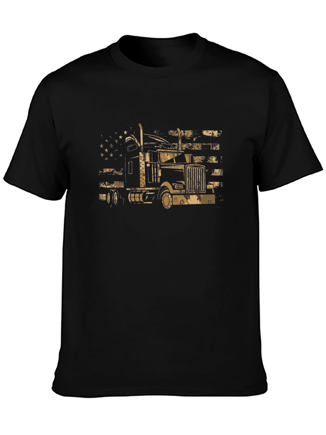Trucker T-Shirt - American Flag Truck Graphic Tee