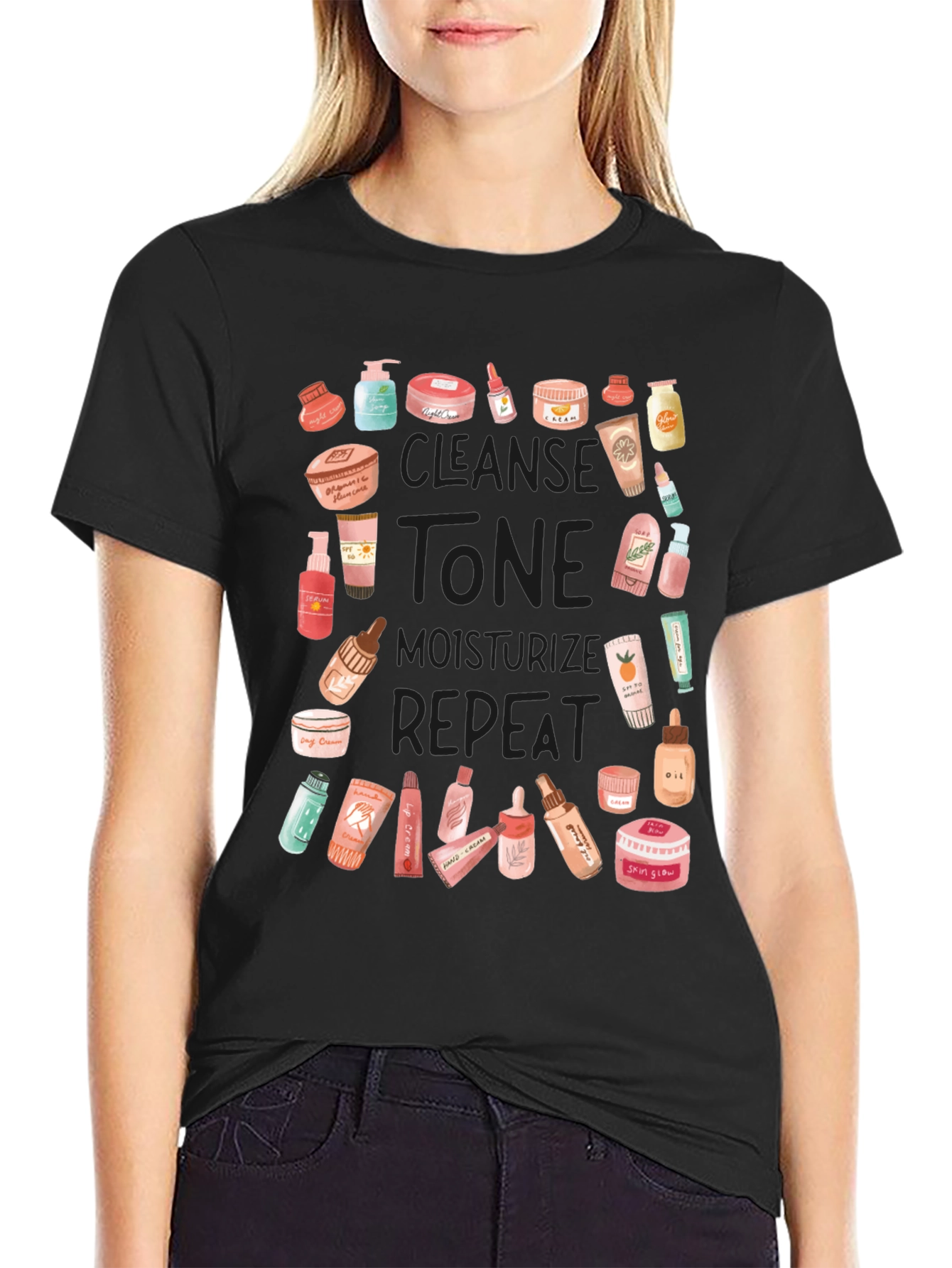 Skincare Routine T-Shirt - Cleanse Tone Moisturize Repeat!
