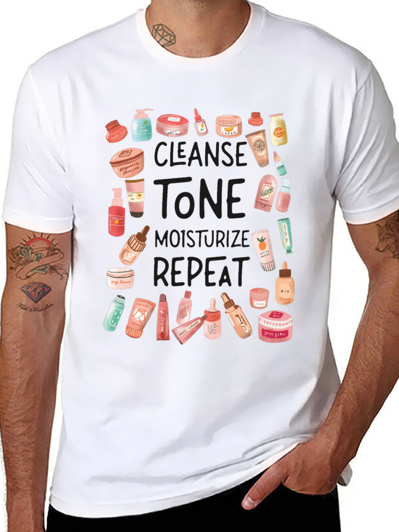 Skincare Routine T-Shirt - Cleanse Tone Moisturize Repeat!