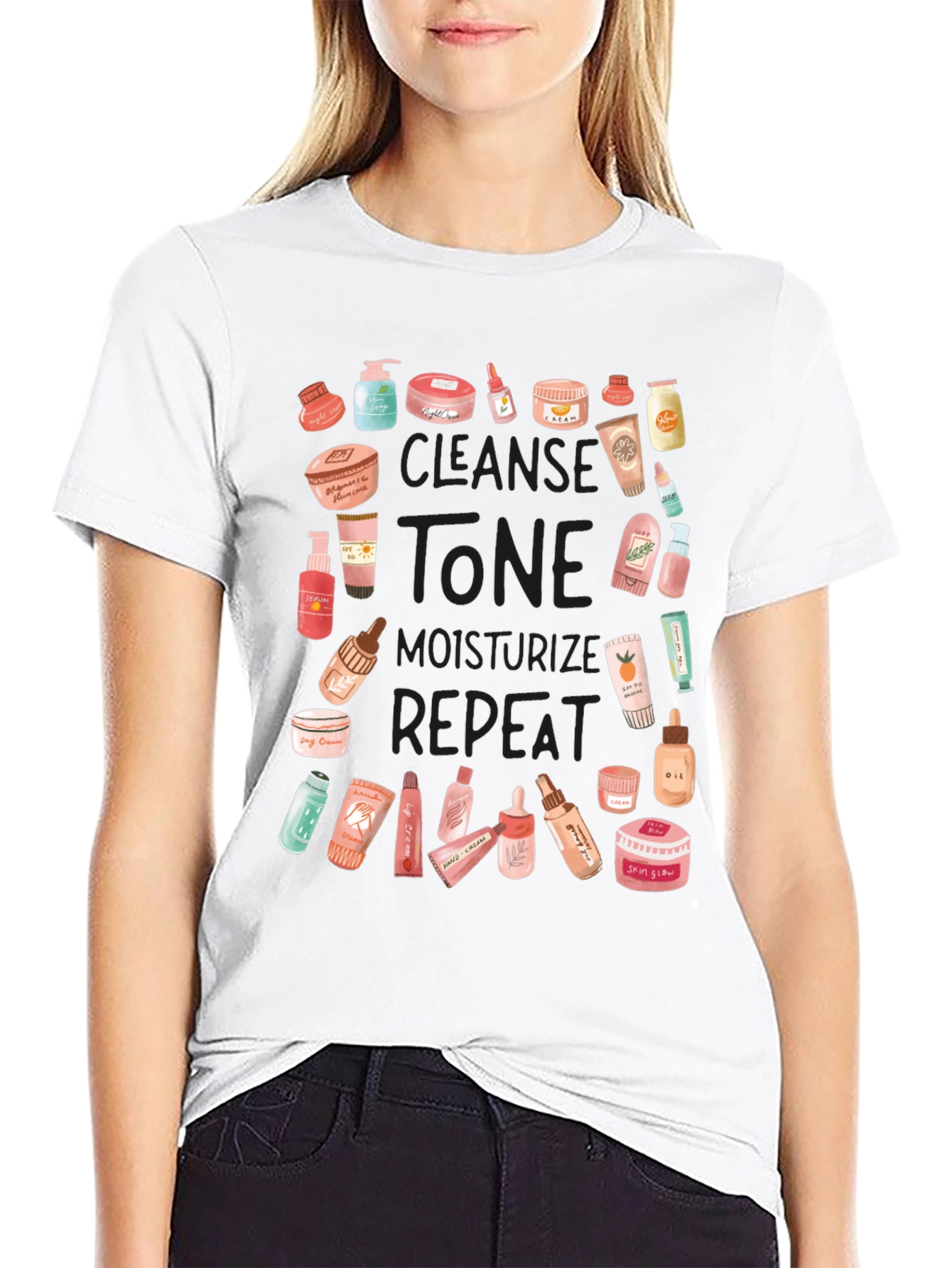 Skincare Routine T-Shirt - Cleanse Tone Moisturize Repeat!