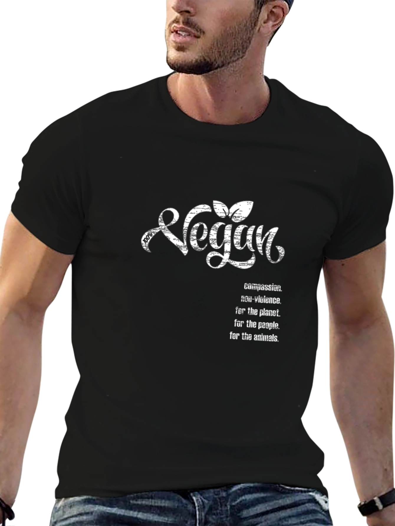 Vegan T-Shirt - Compassion Non-Violence Planet People Animals