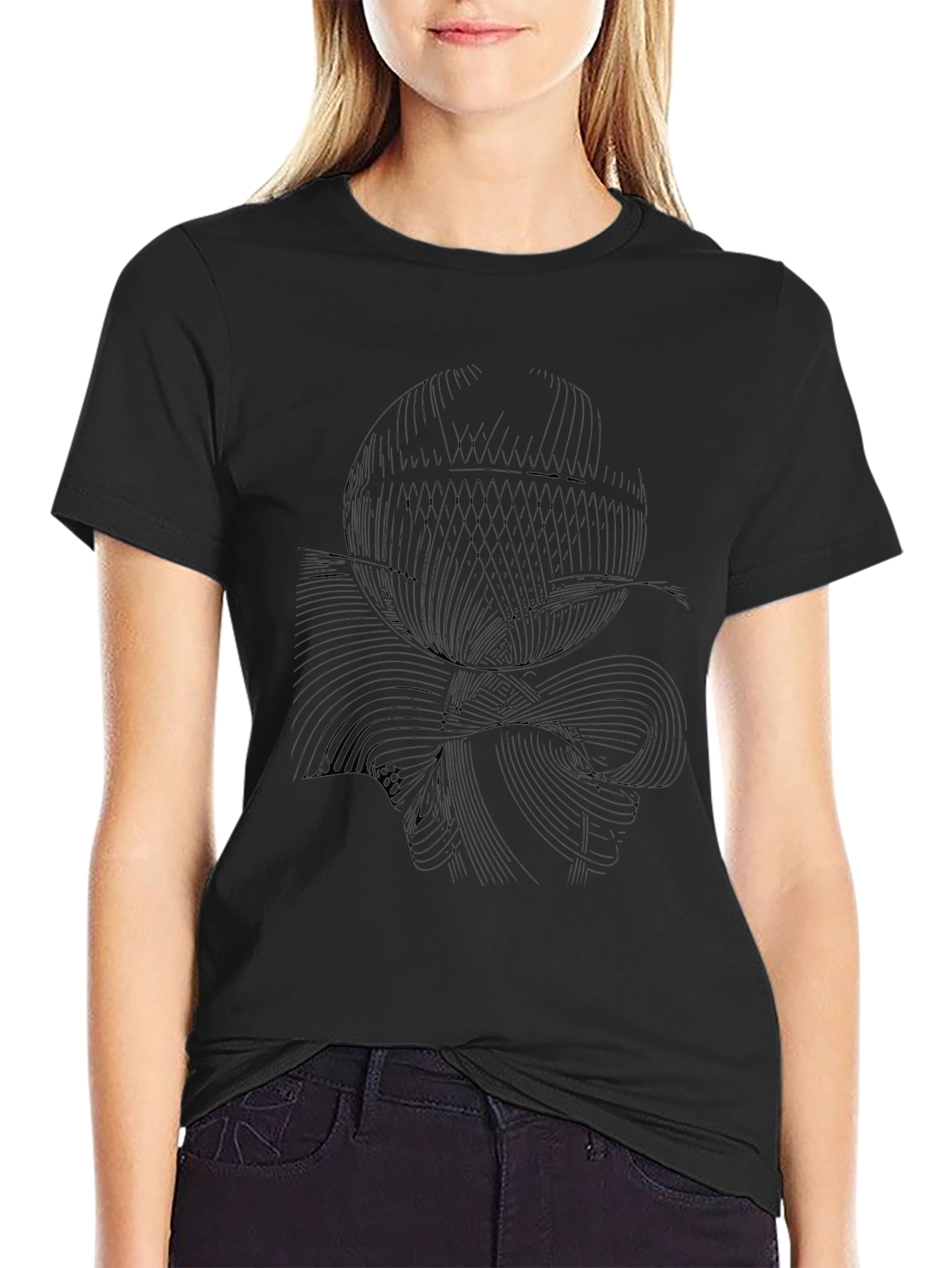 Abstract Line Art Black T-Shirt