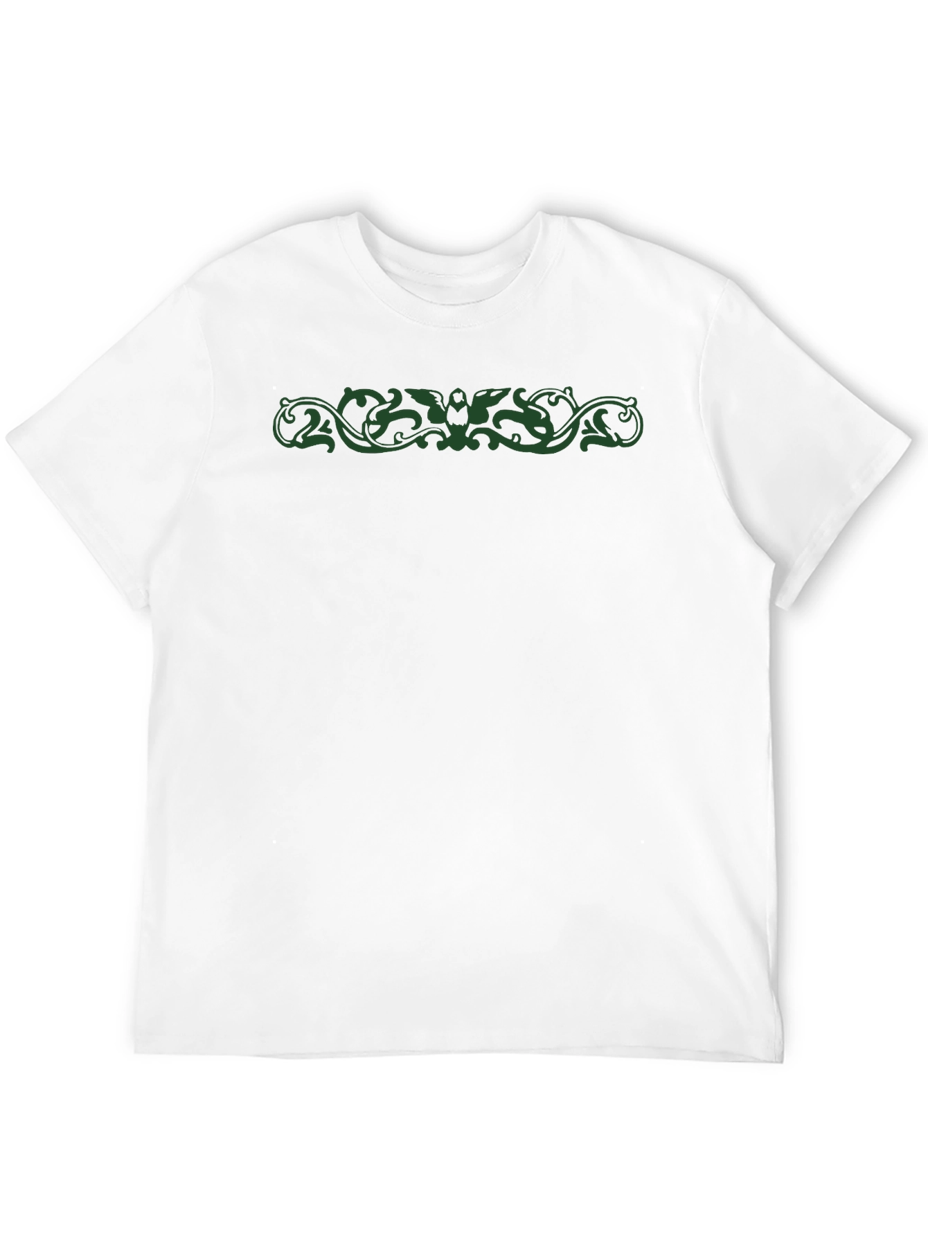Stylish Black Tee with Green Ornamental Design