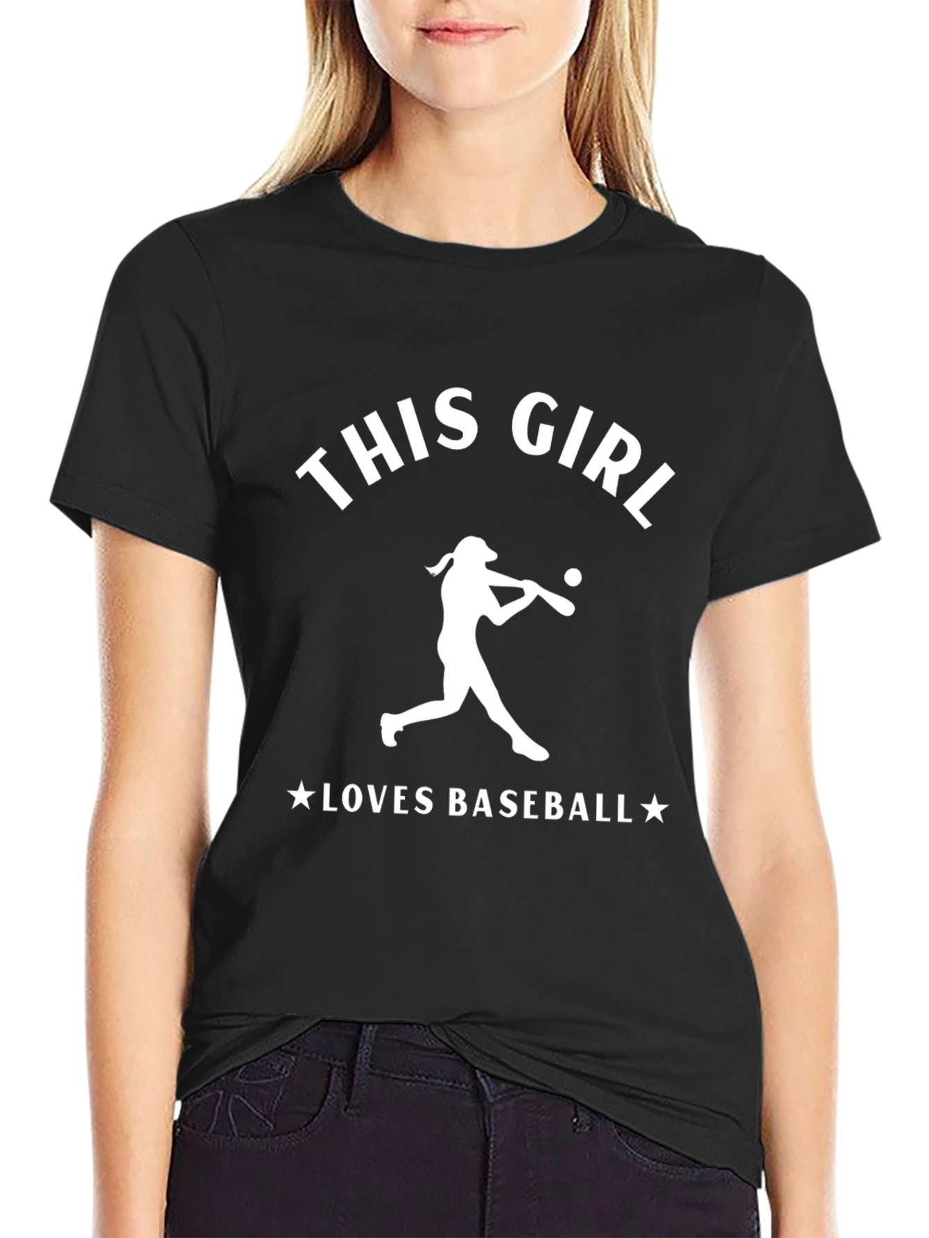 This Girl Loves Baseball Black T-Shirt