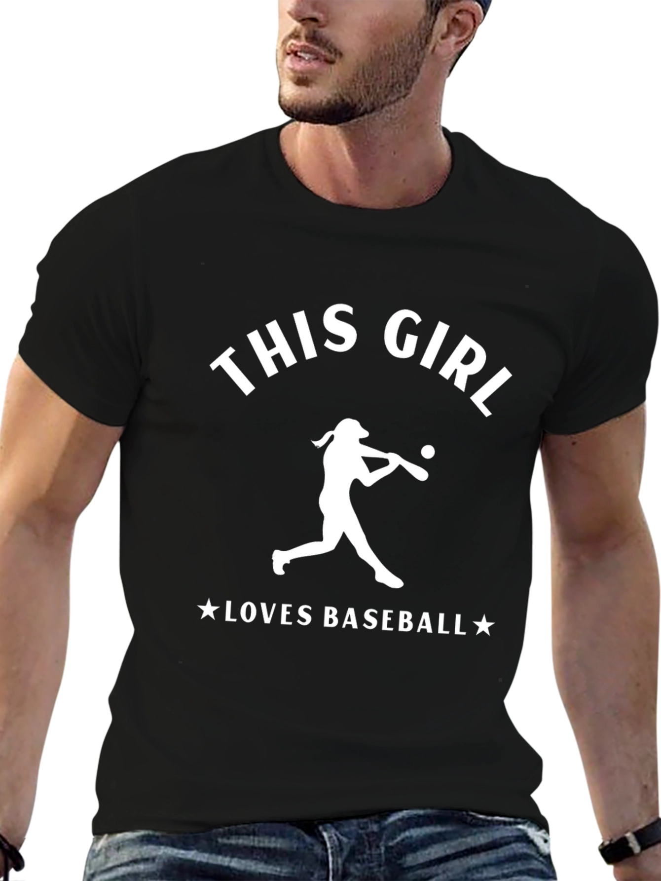 This Girl Loves Baseball Black T-Shirt