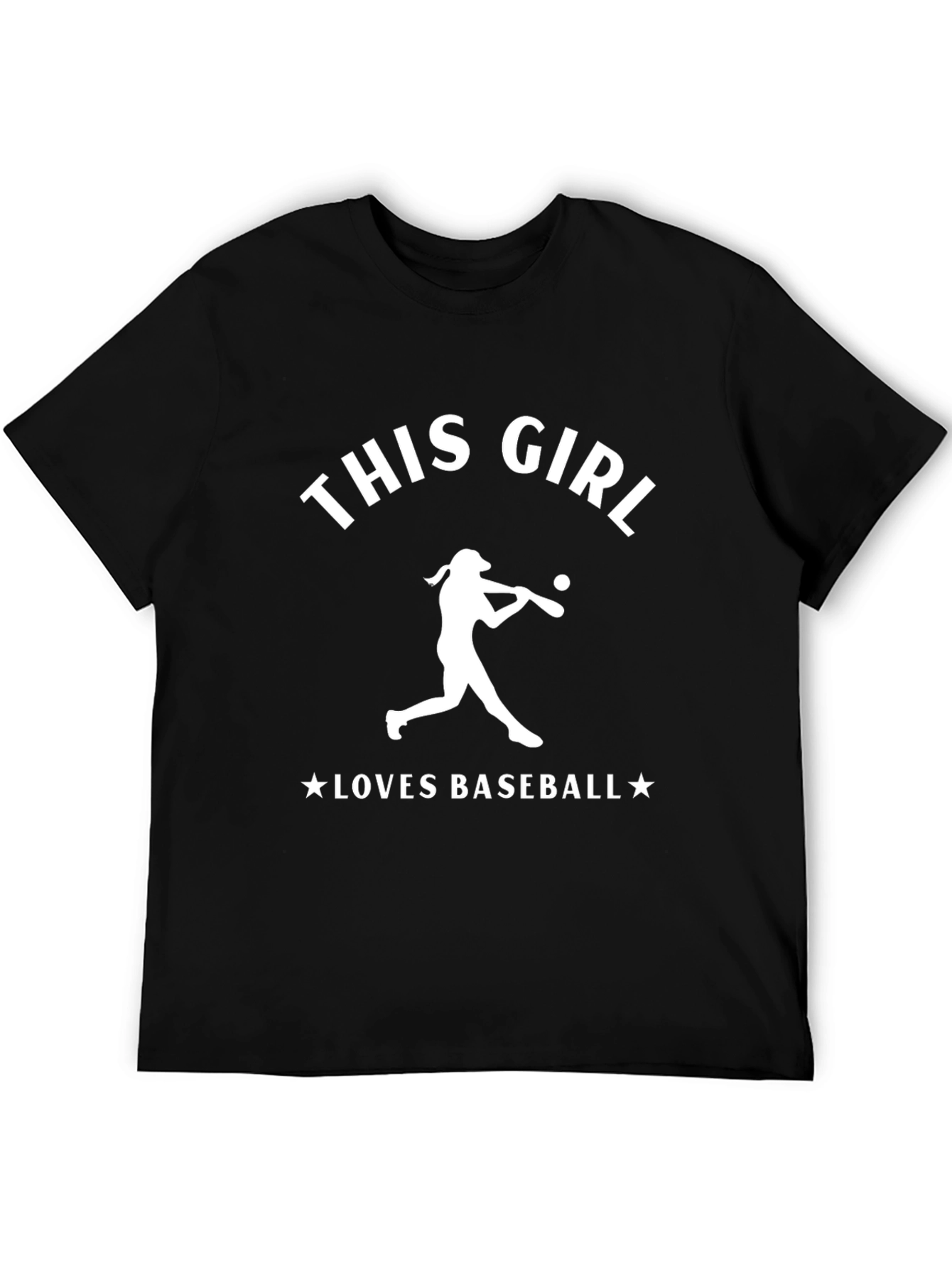 This Girl Loves Baseball Black T-Shirt