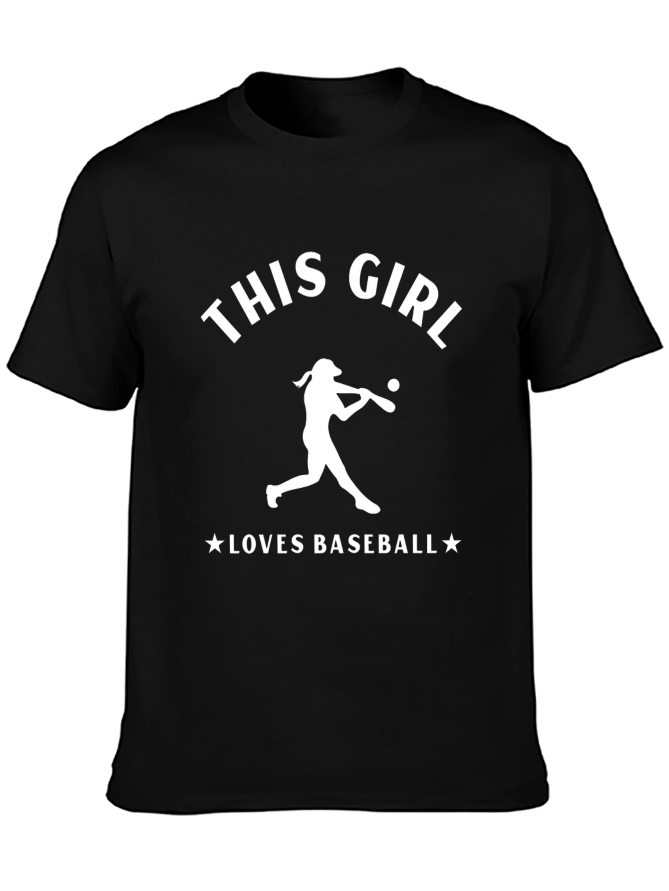 This Girl Loves Baseball Black T-Shirt