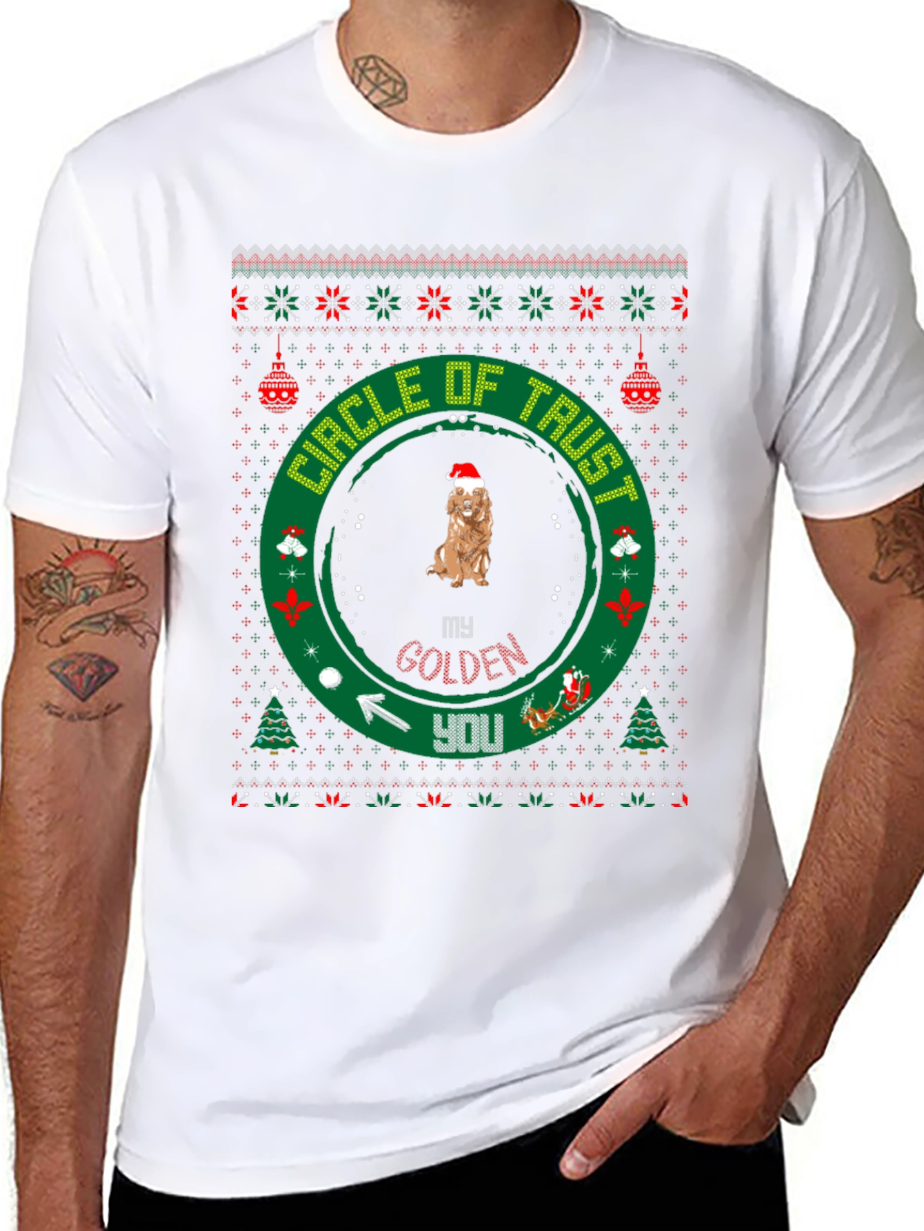 Golden Retriever Christmas Circle of Trust T-Shirt