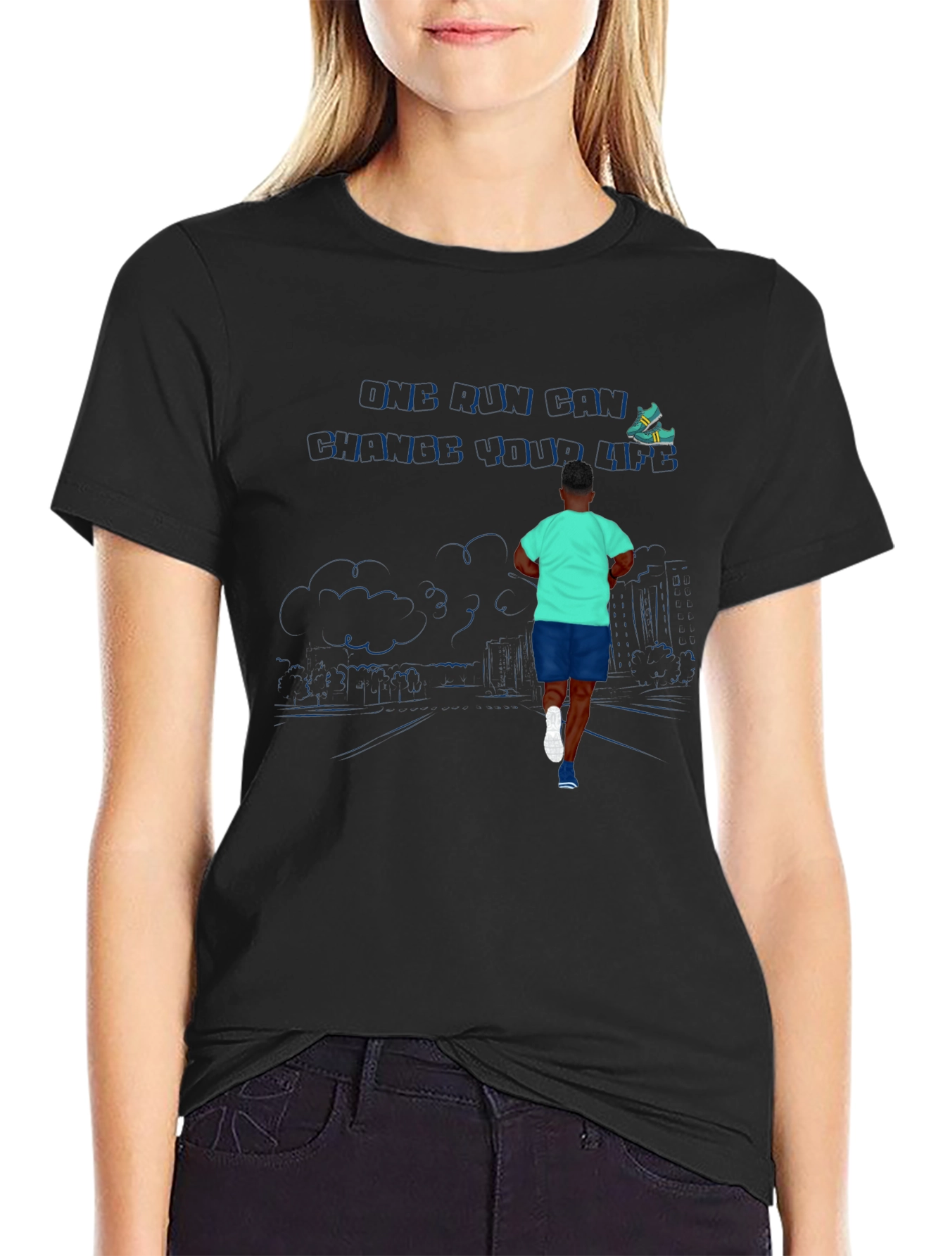 Cool Graphic Tee - Running Man Design