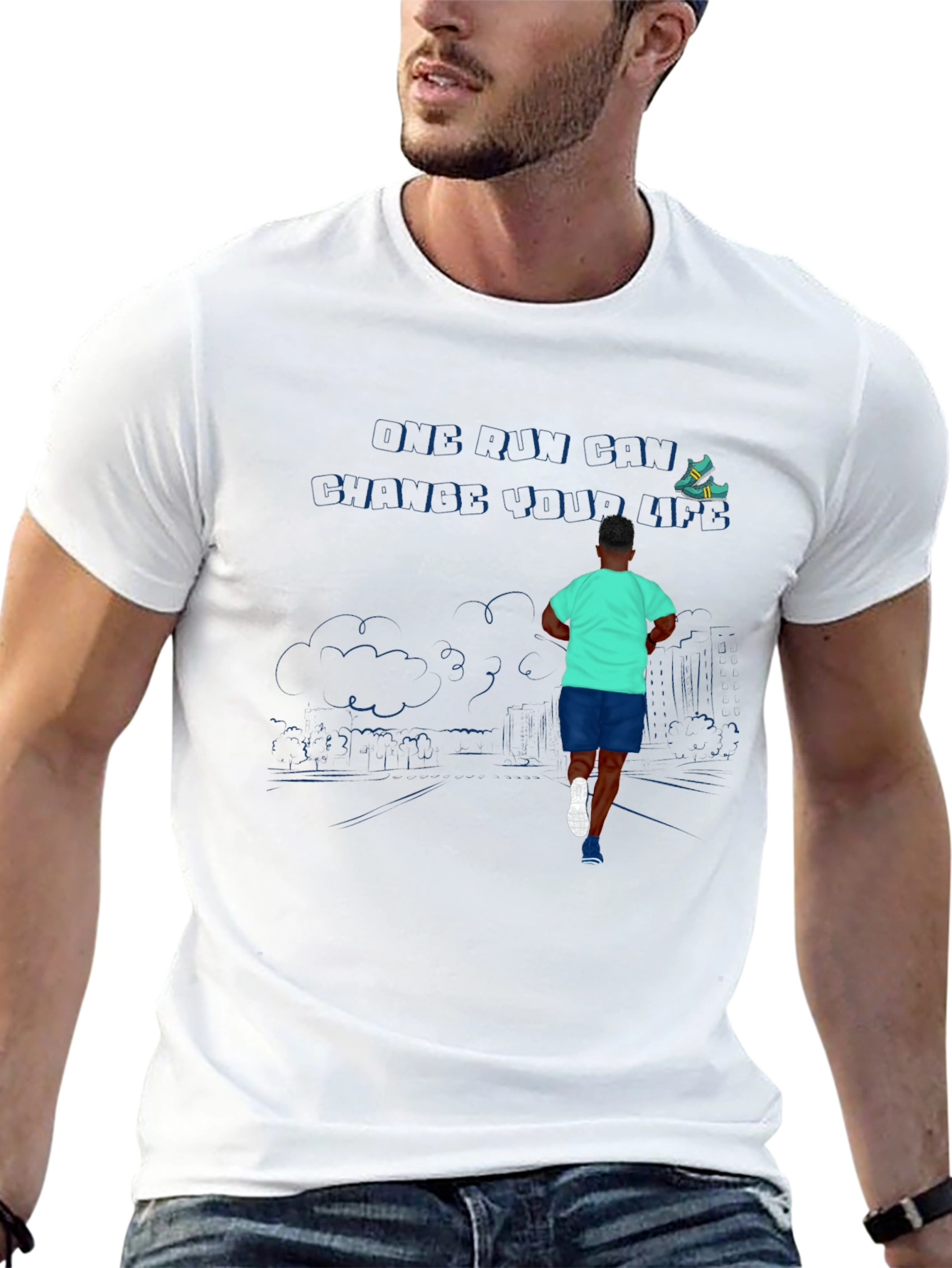 Cool Graphic Tee - Running Man Design