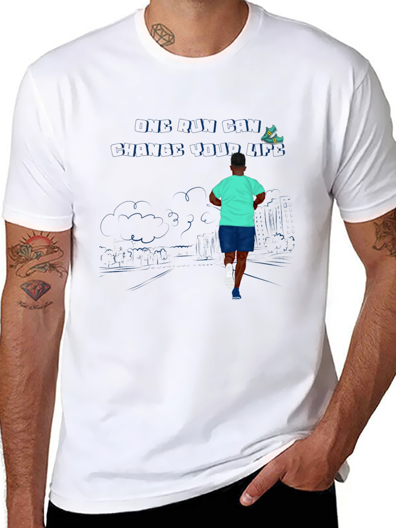 Cool Graphic Tee - Running Man Design