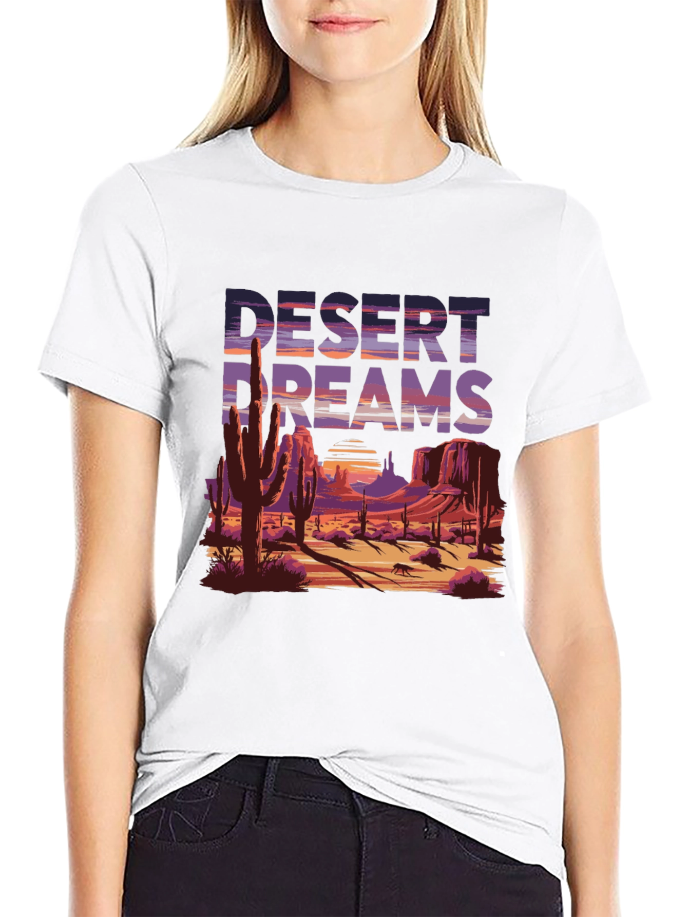 Desert Dreams Graphic Tee - Black Cotton T-Shirt