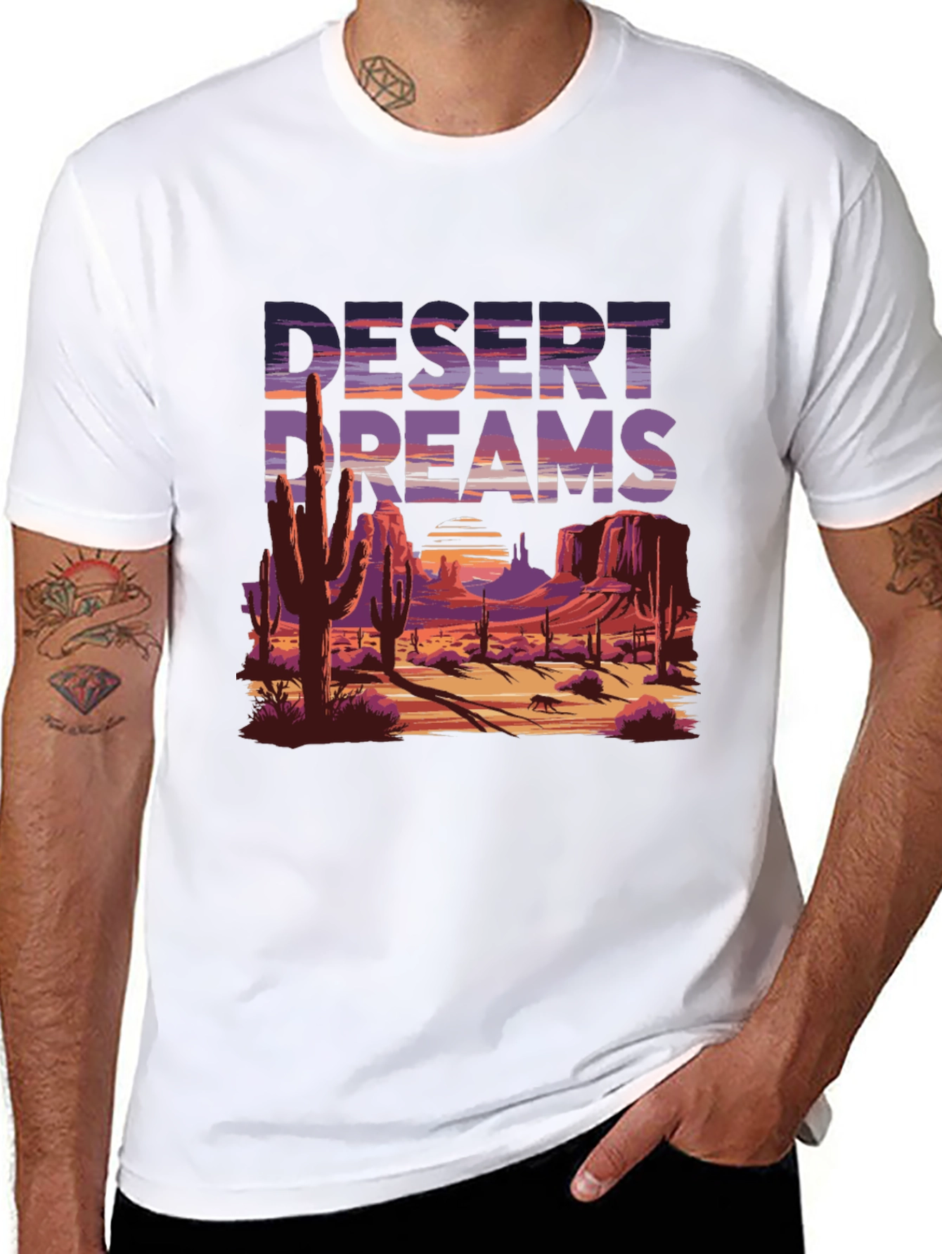 Desert Dreams Graphic Tee - Black Cotton T-Shirt