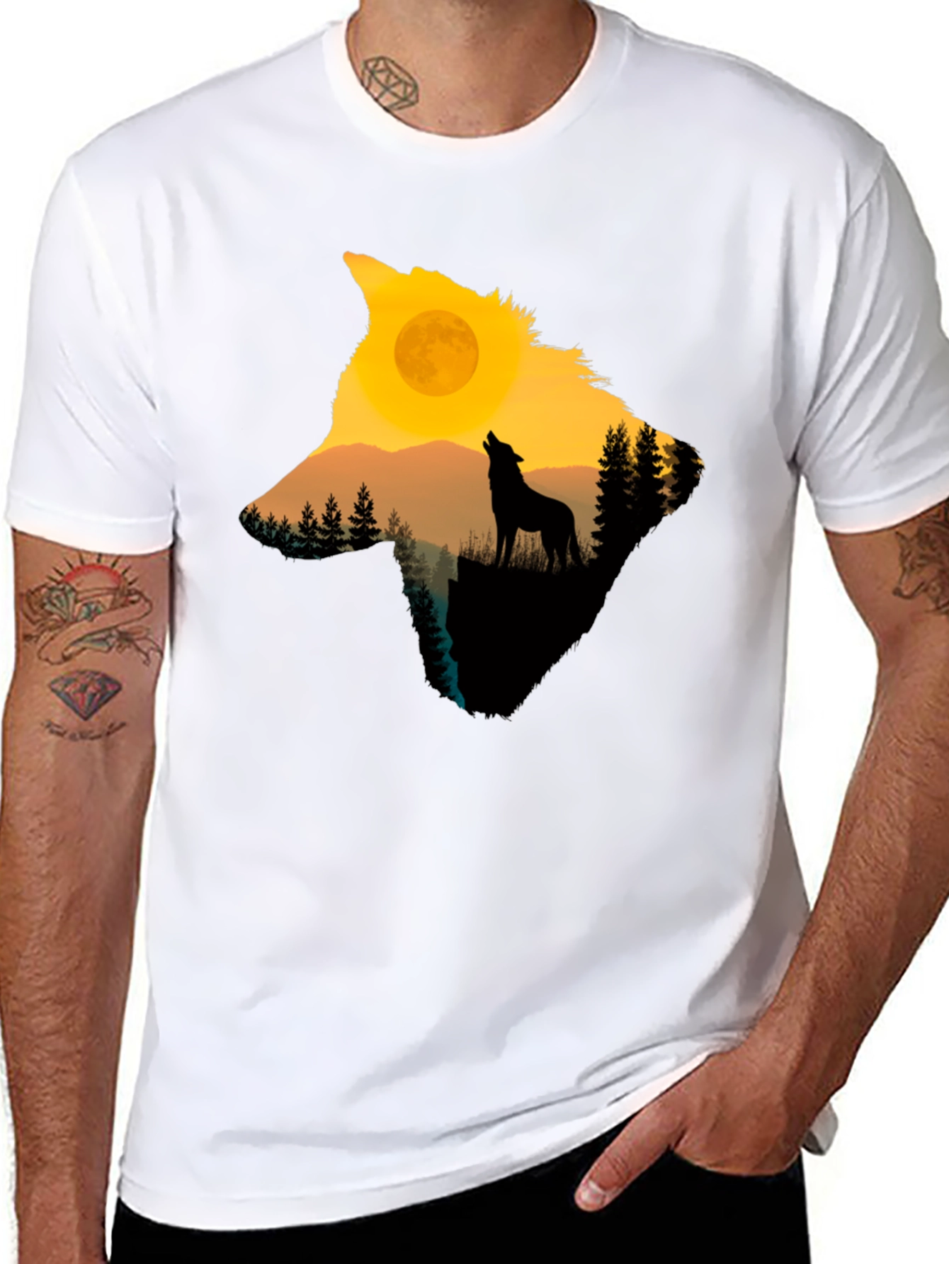 Wolf Silhouette Moon T-Shirt
