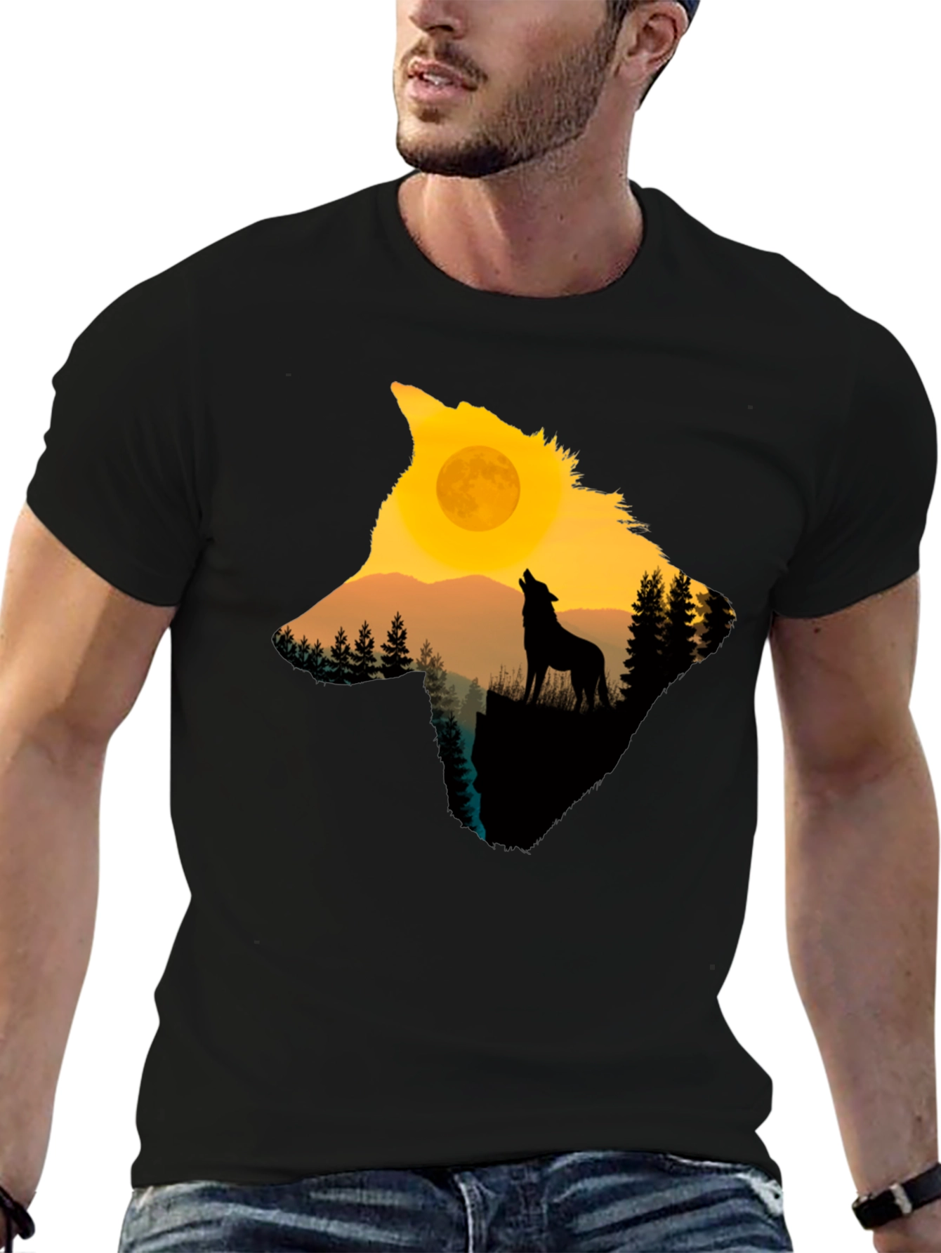 Wolf Silhouette Moon T-Shirt