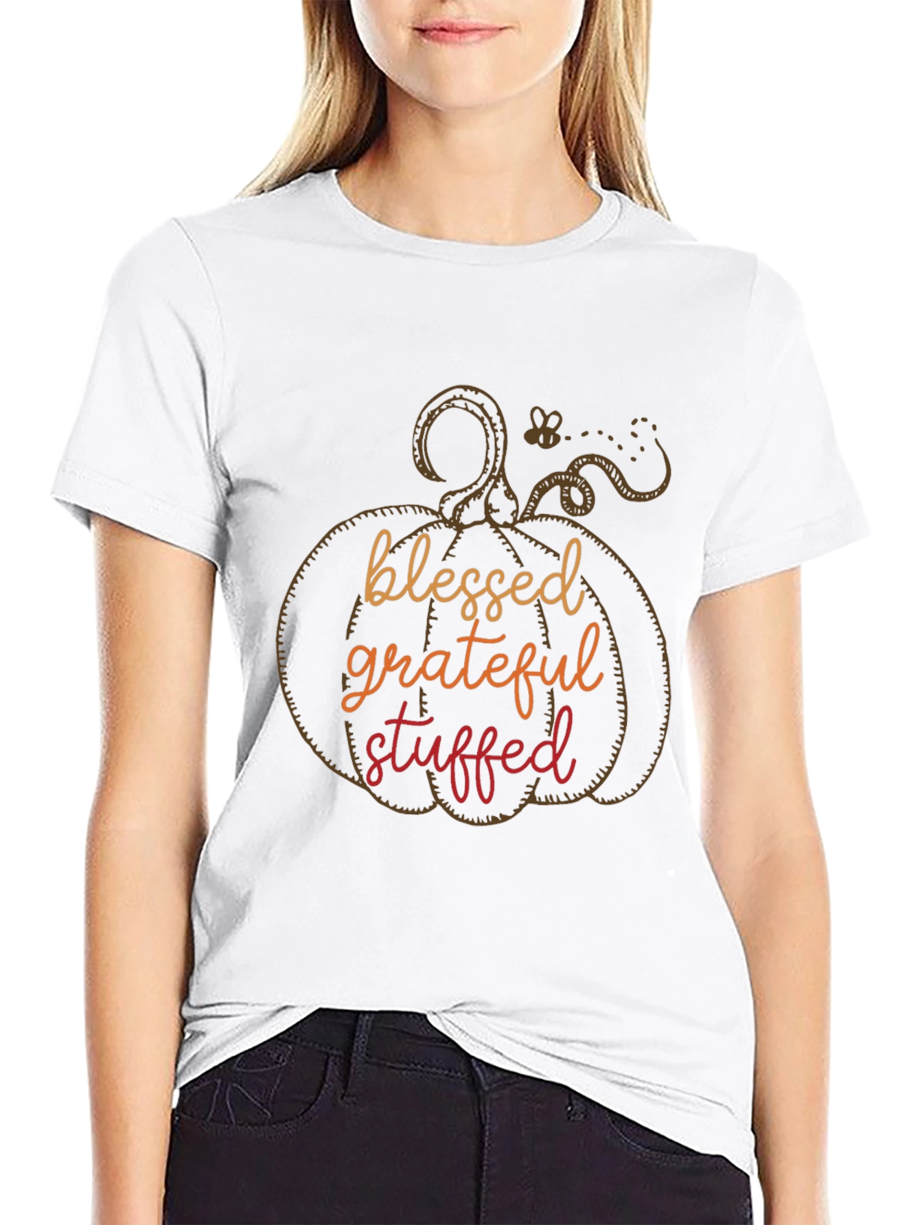 Blessed Grateful Stuffed Pumpkin Graphic Tee