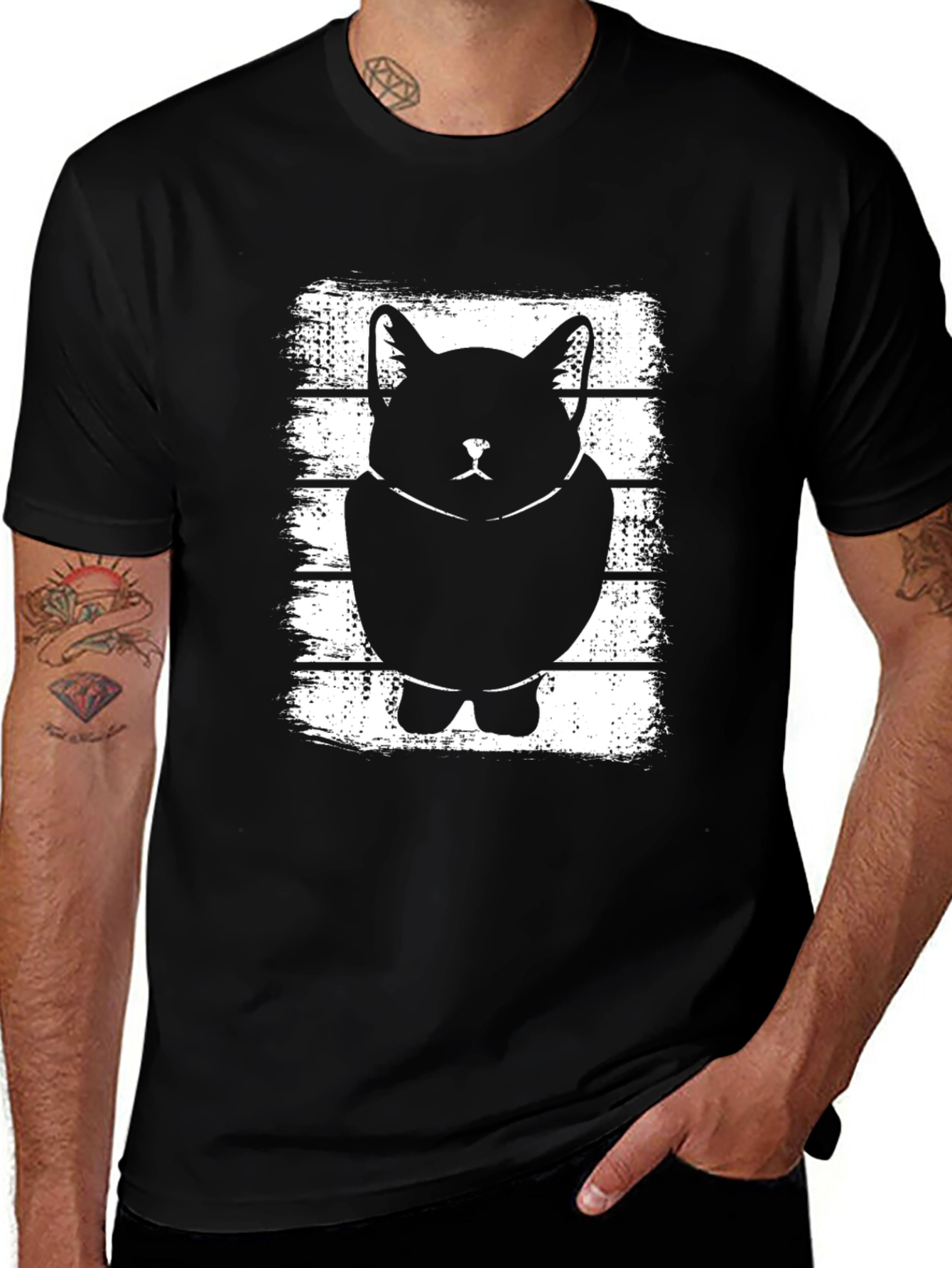 Cool Cat Graphic T-Shirt - Stylish Black Tee