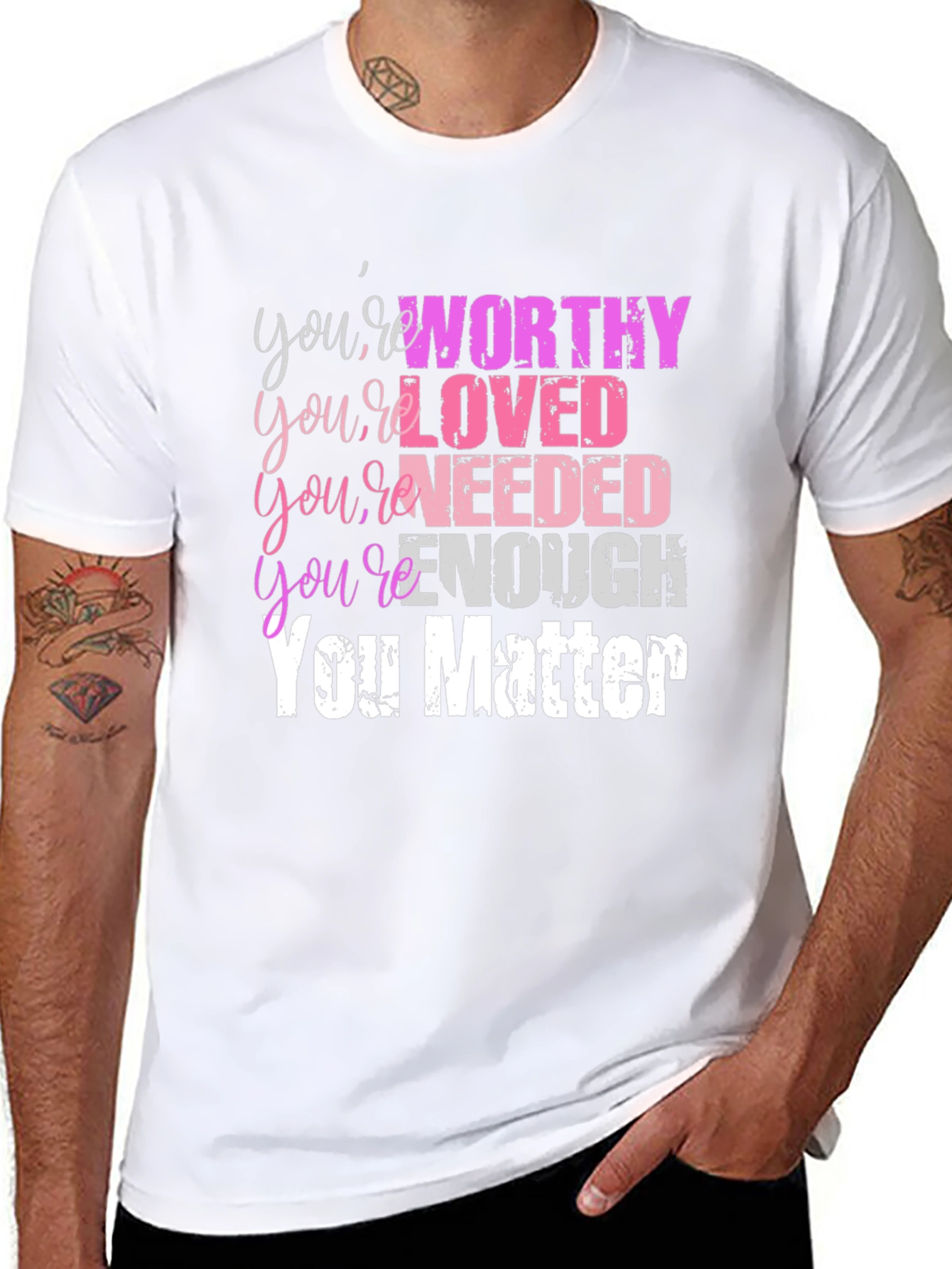 Inspirational You Matter Graphic Tee - Black