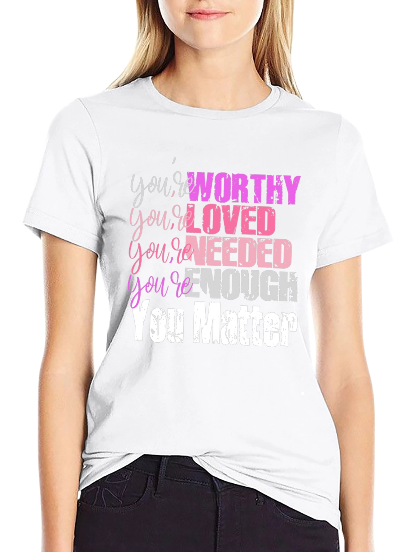 Inspirational You Matter Graphic Tee - Black