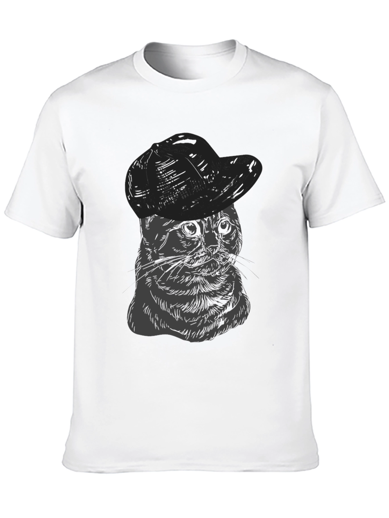 Cat in Hat Graphic Tee - Unisex Cotton T-Shirt