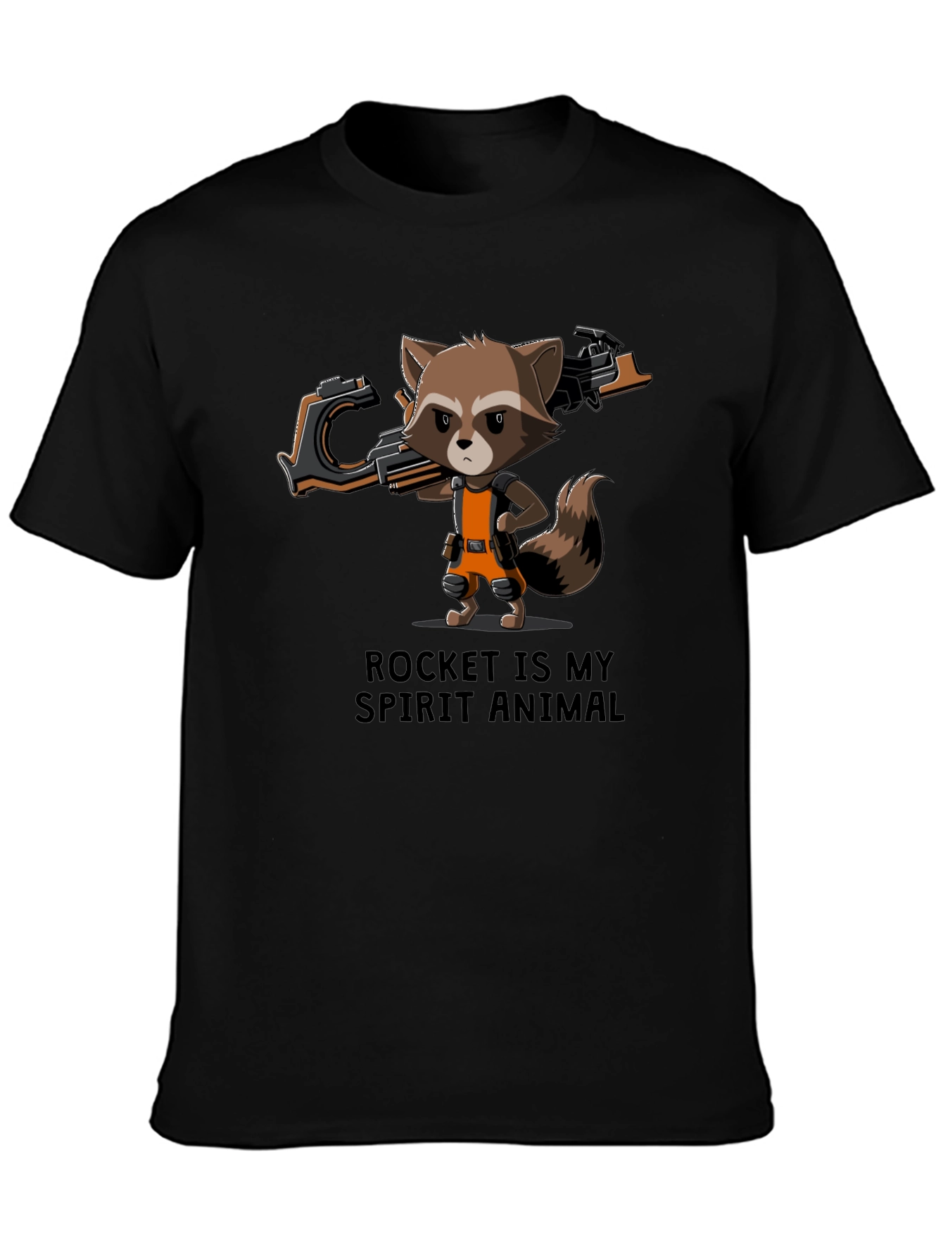 Rocket Raccoon Spirit Animal Black T-Shirt