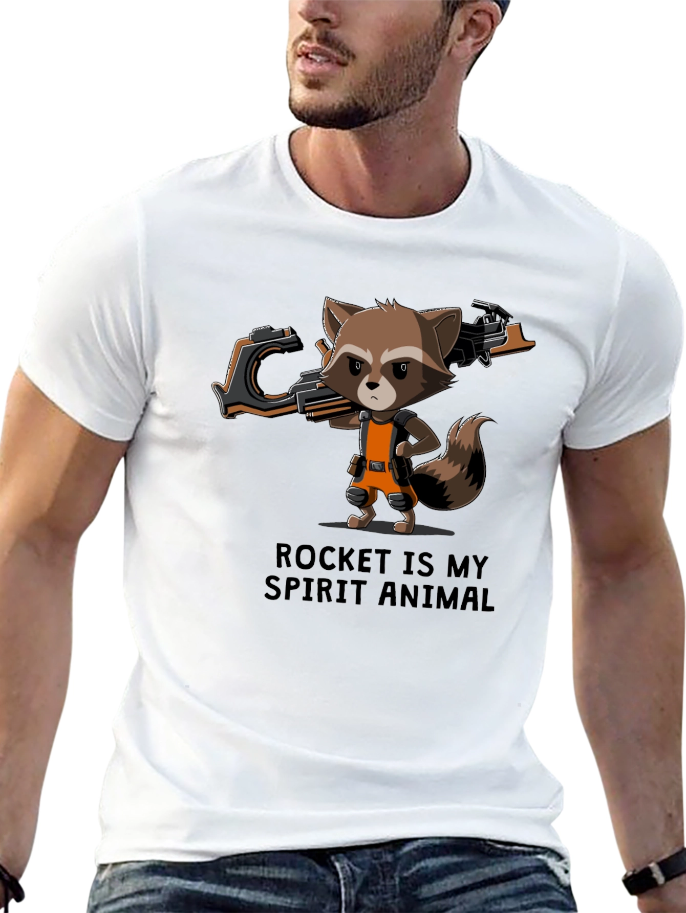 Rocket Raccoon Spirit Animal Black T-Shirt