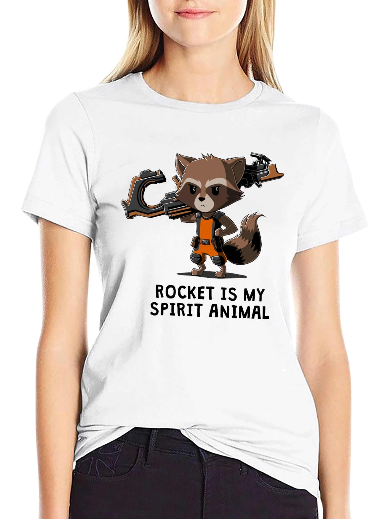 Rocket Raccoon Spirit Animal Black T-Shirt