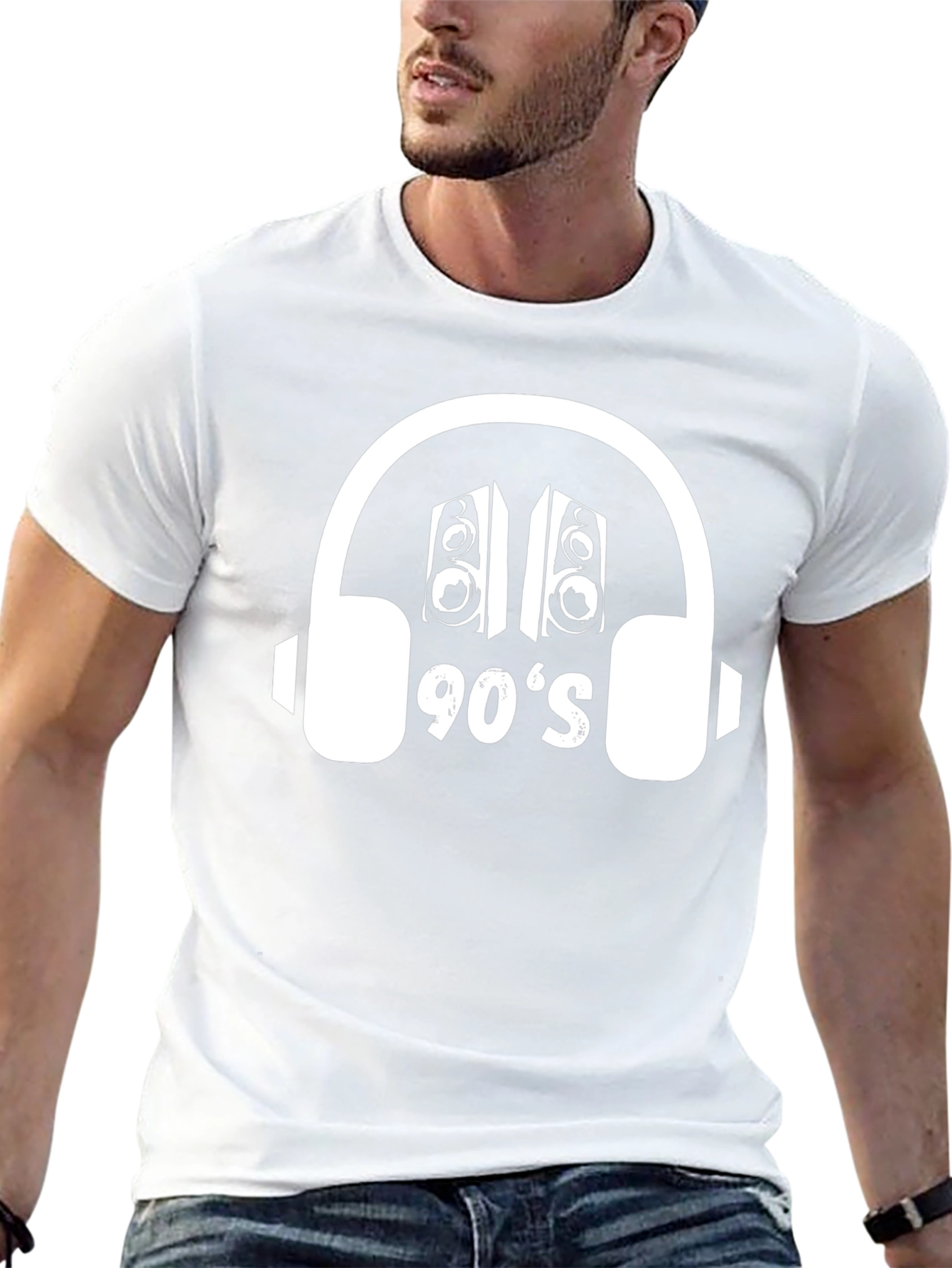 90s Music T-Shirt - Retro Headphone Speaker Design