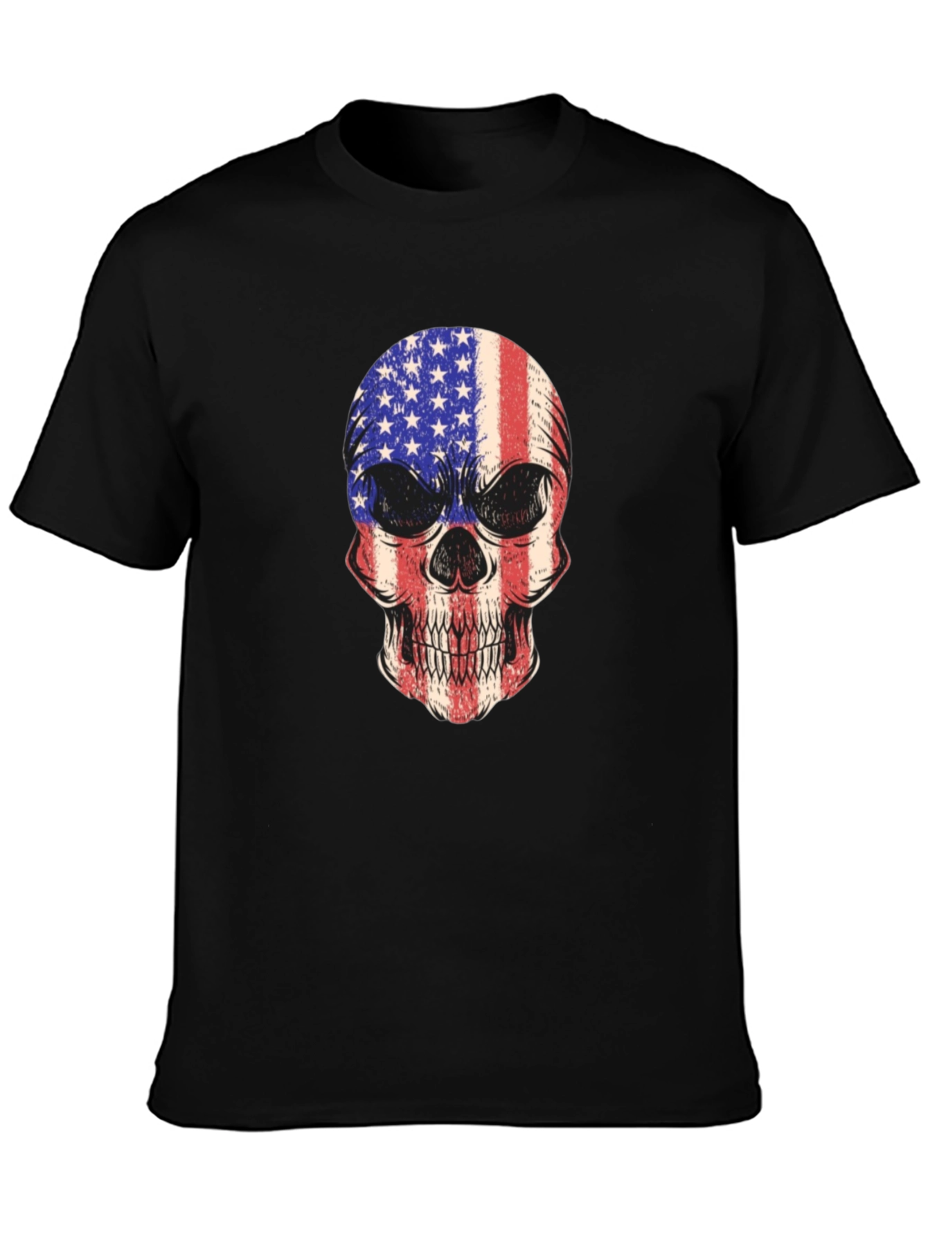 American Flag Skull Graphic T-Shirt