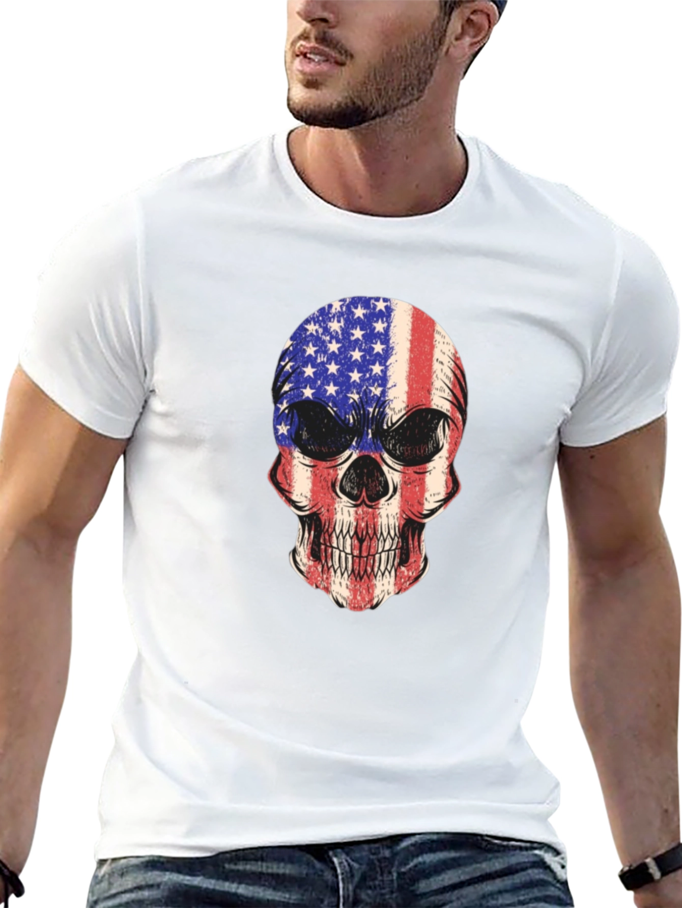 American Flag Skull Graphic T-Shirt