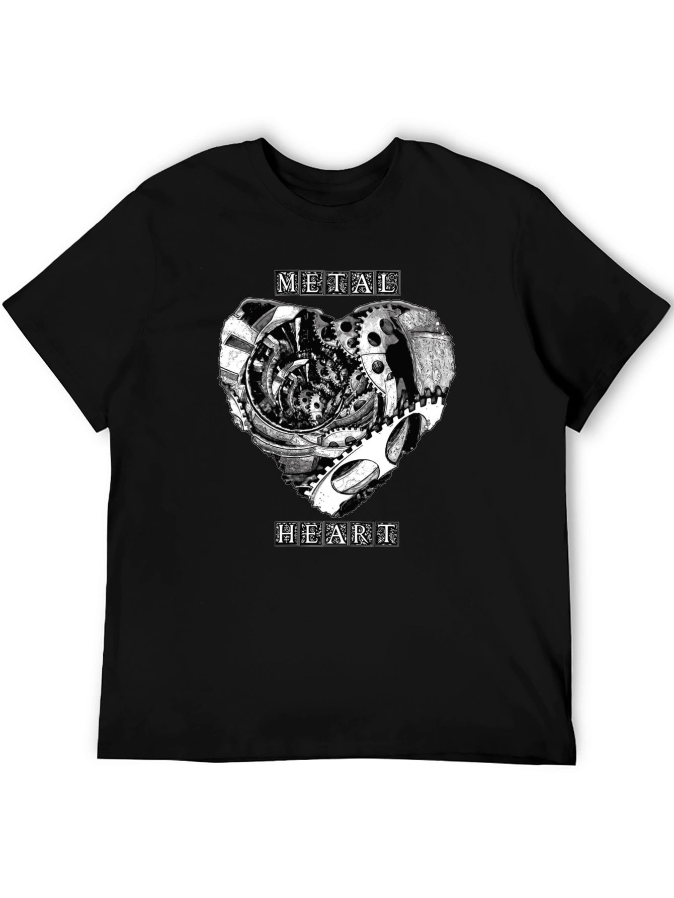 Metal Heart Gearwork T-Shirt - Black Graphic Tee