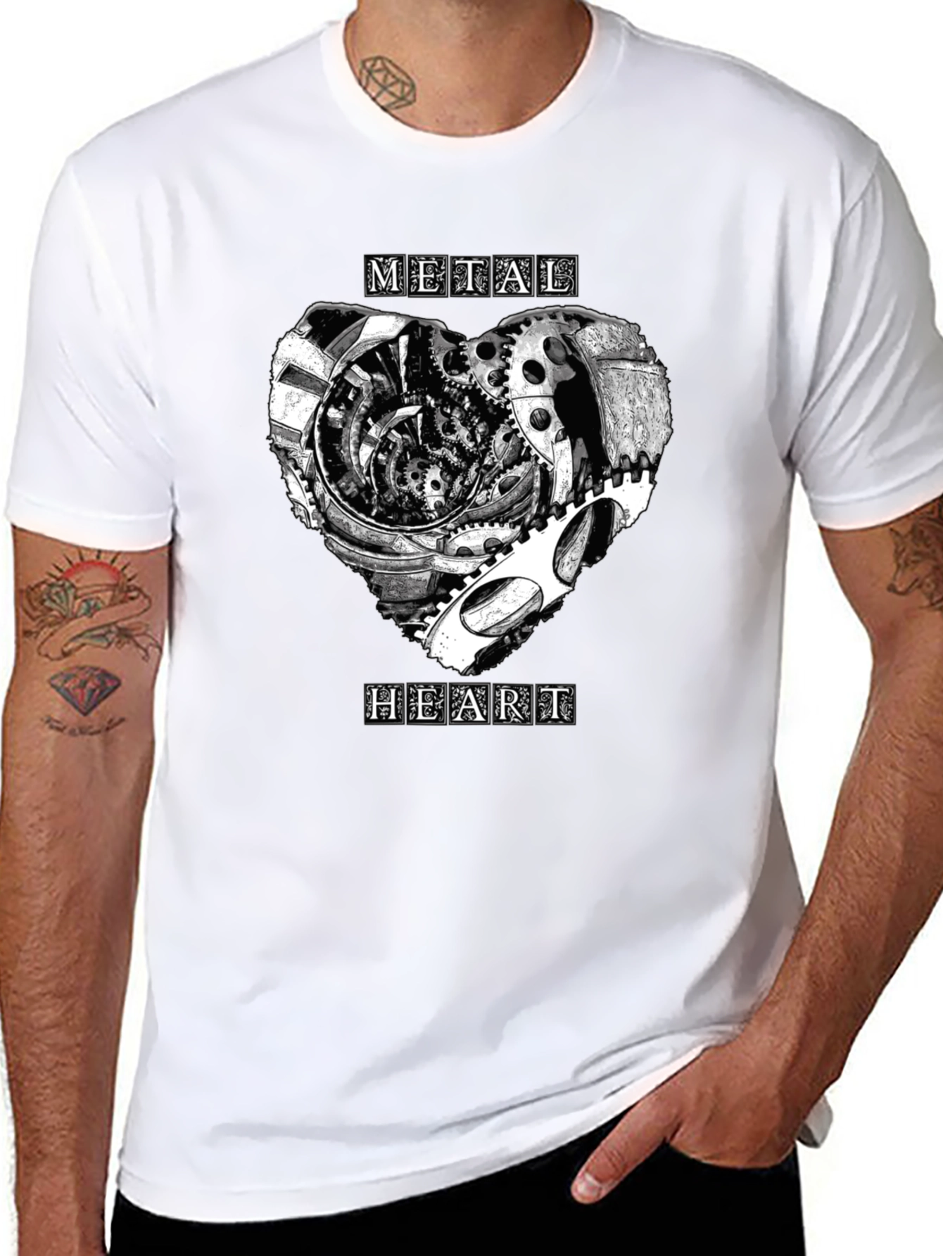 Metal Heart Gearwork T-Shirt - Black Graphic Tee