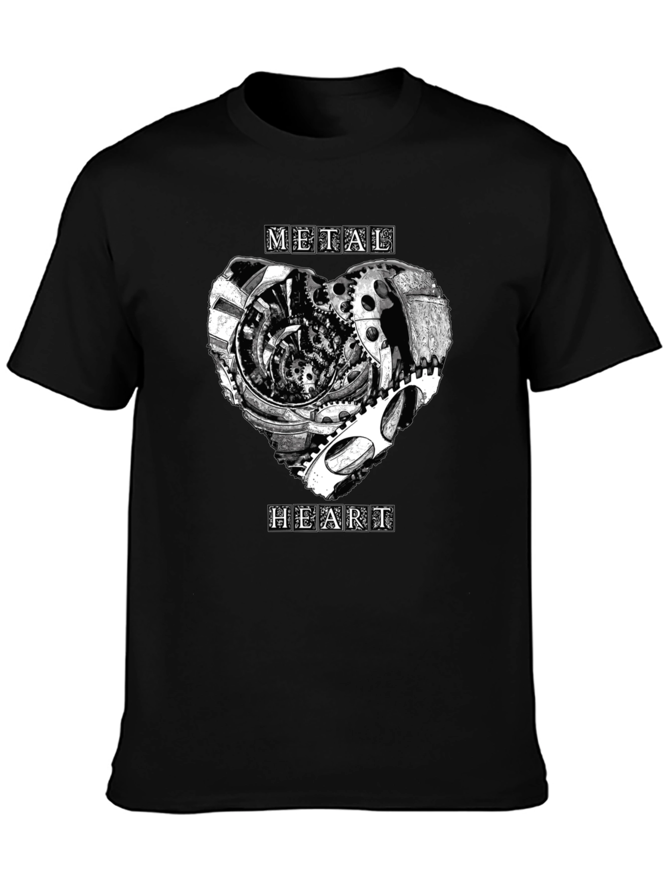 Metal Heart Gearwork T-Shirt - Black Graphic Tee
