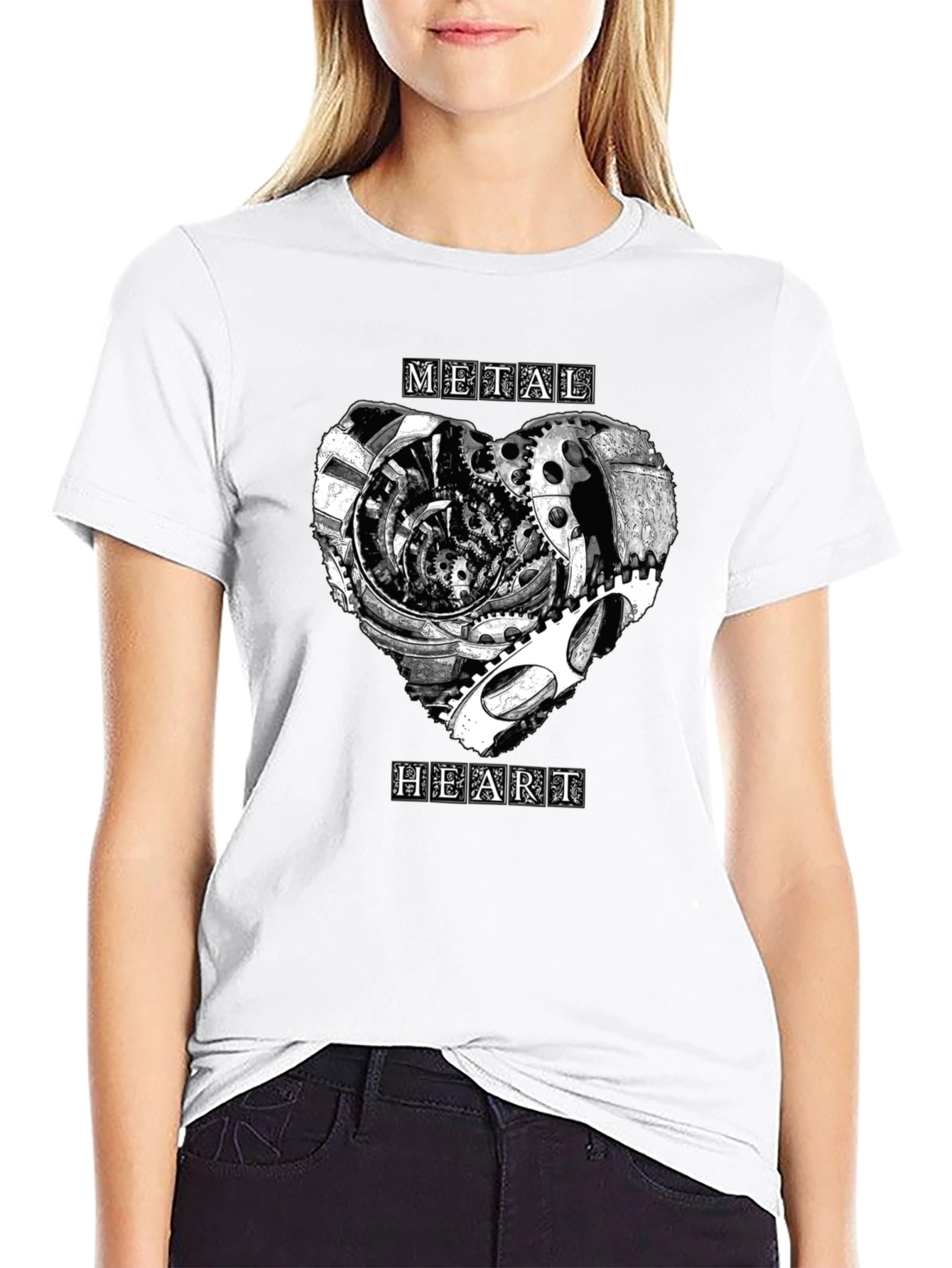 Metal Heart Gearwork T-Shirt - Black Graphic Tee