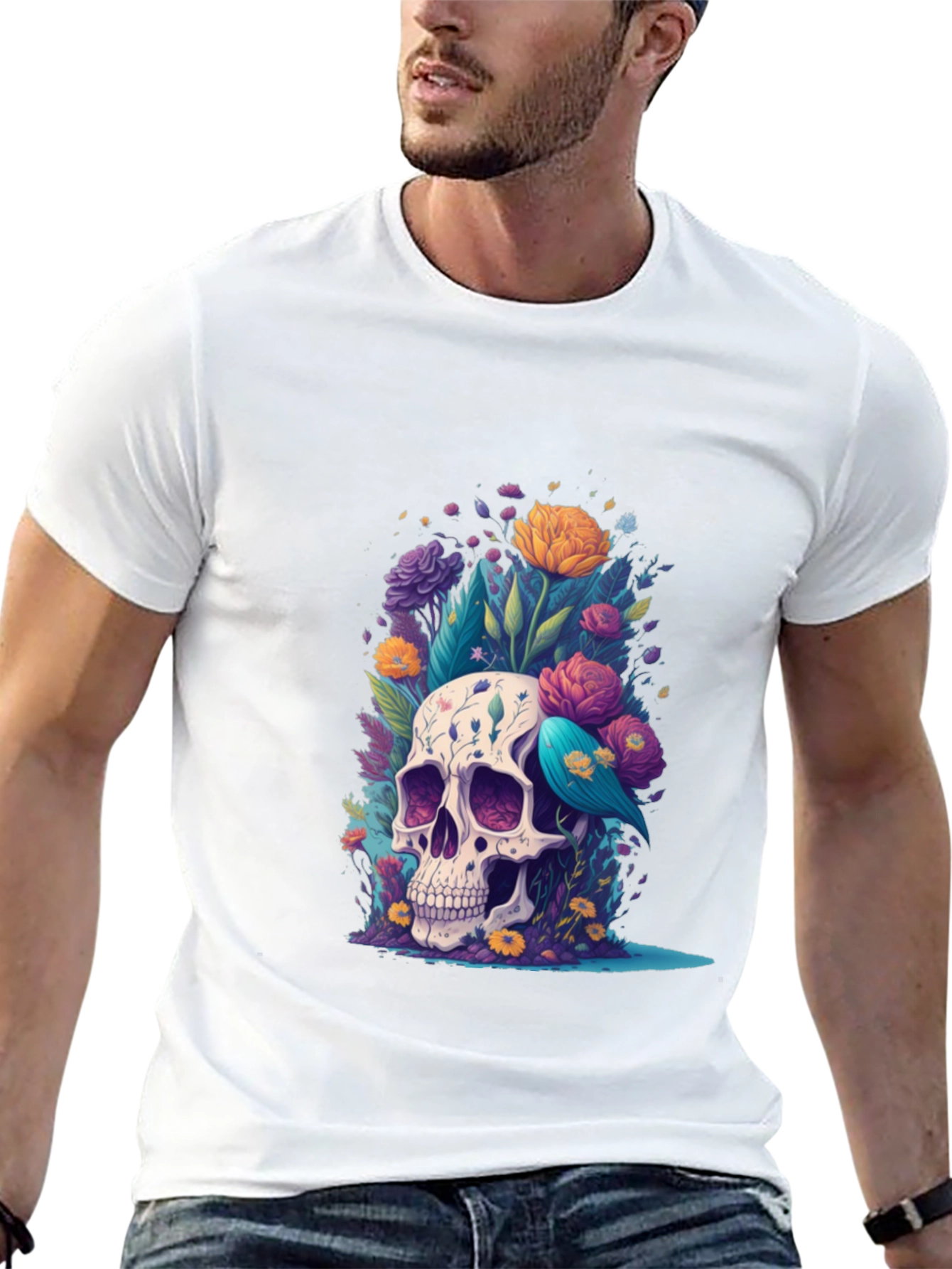 Floral Skull Graphic Tee - Stylish Comfort