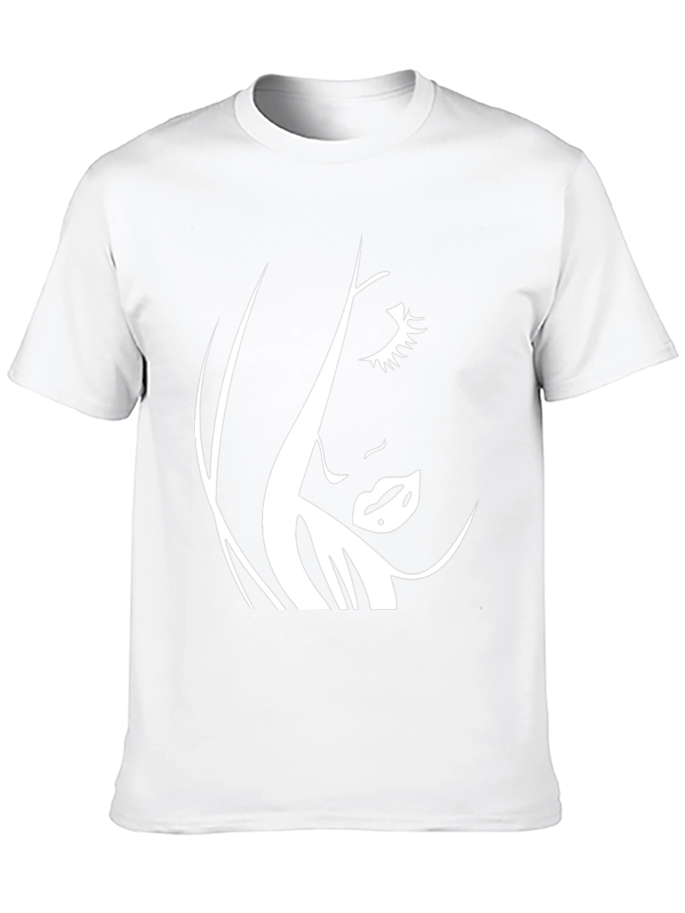 Stylish Black Tee with Abstract Face Design