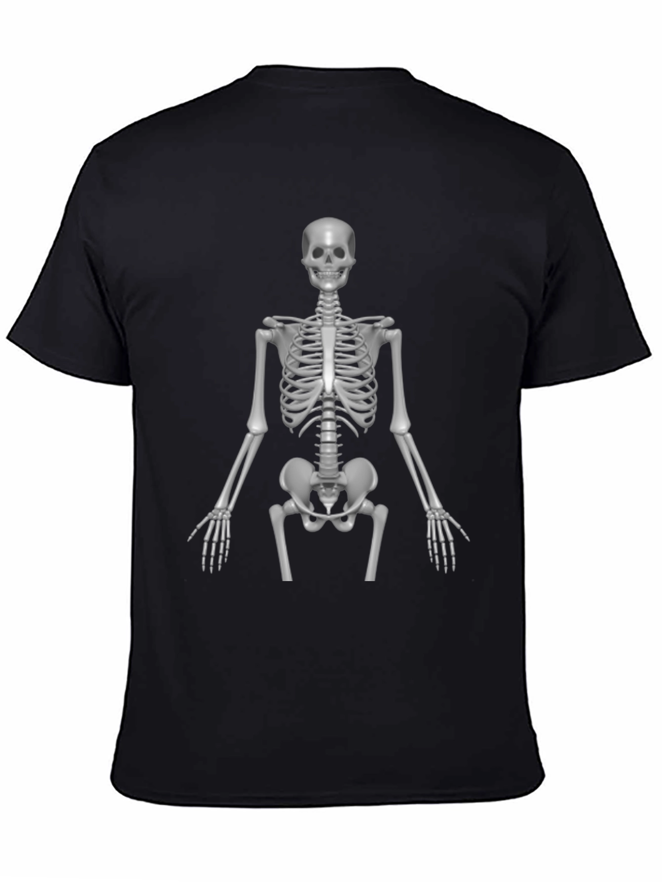 Skeleton Print Black T-Shirt - Anatomical Halloween Tee